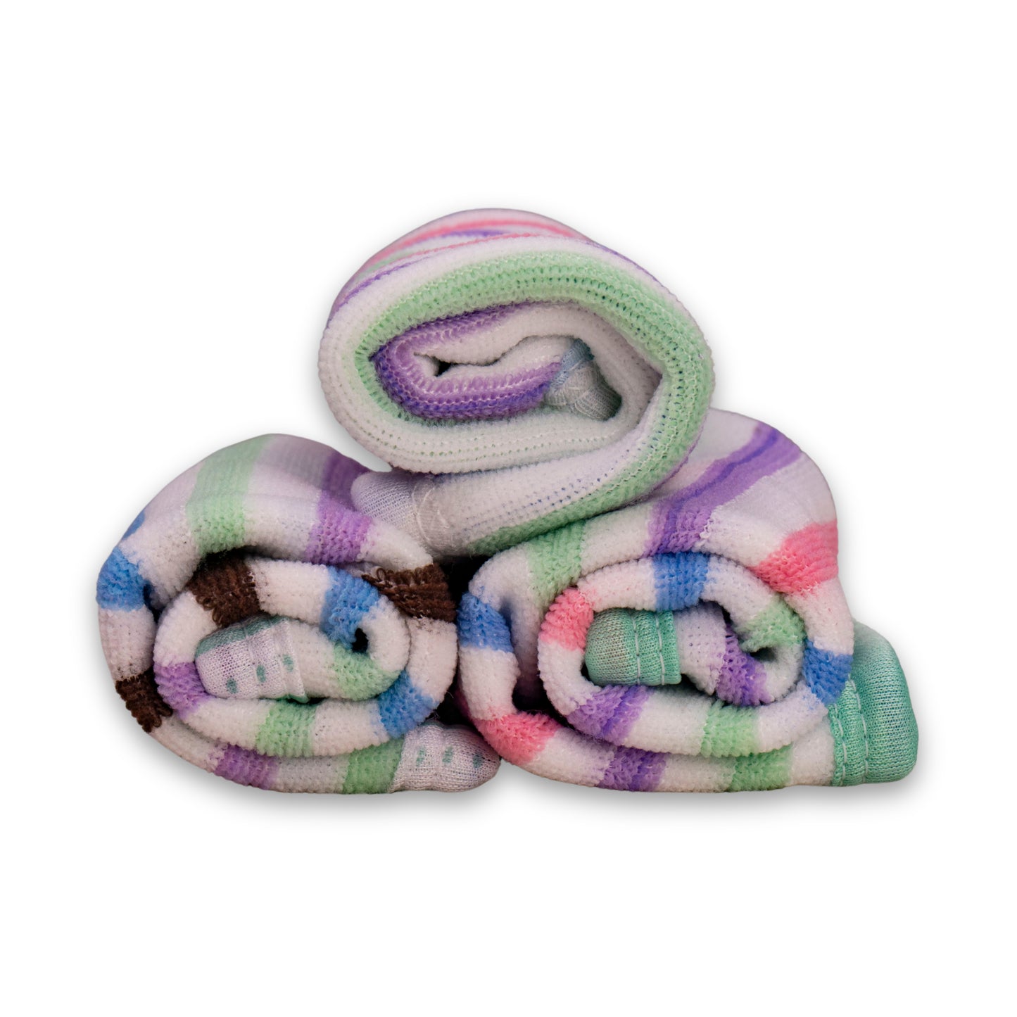 3 Pcs Striped Baby Washcloth Set – Soft Towels with Colorful Edges