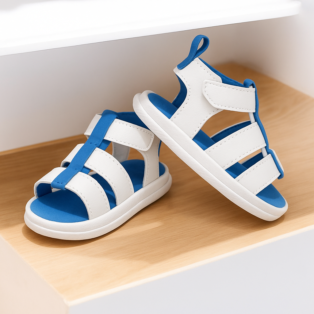 Shelby - Baby Boy Sandals/Shoes - (Blue & White)