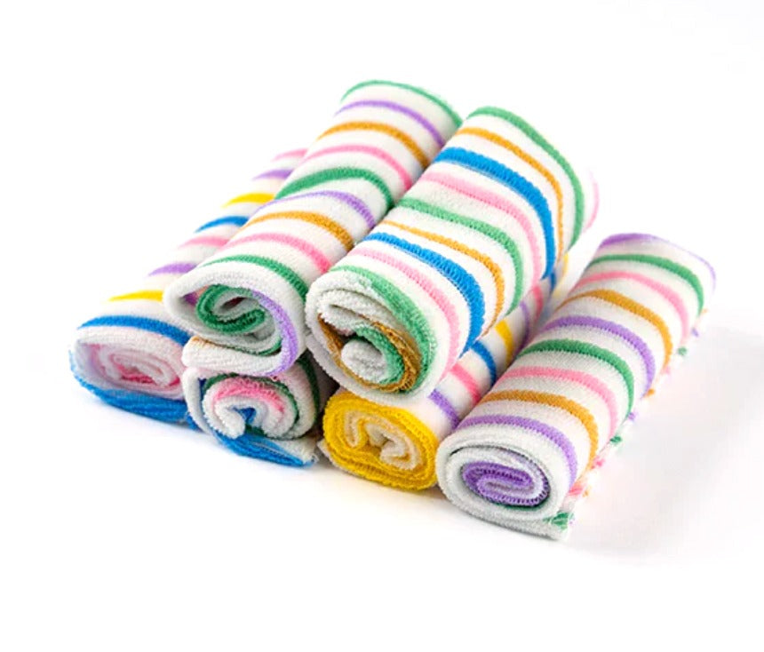 6-Piece Striped Baby Towel Set – Colorful Soft Washcloths for Daily Use