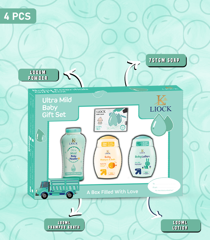 4-Piece Baby Bath & Skincare Gift Set - Gentle Essentials for Newborns