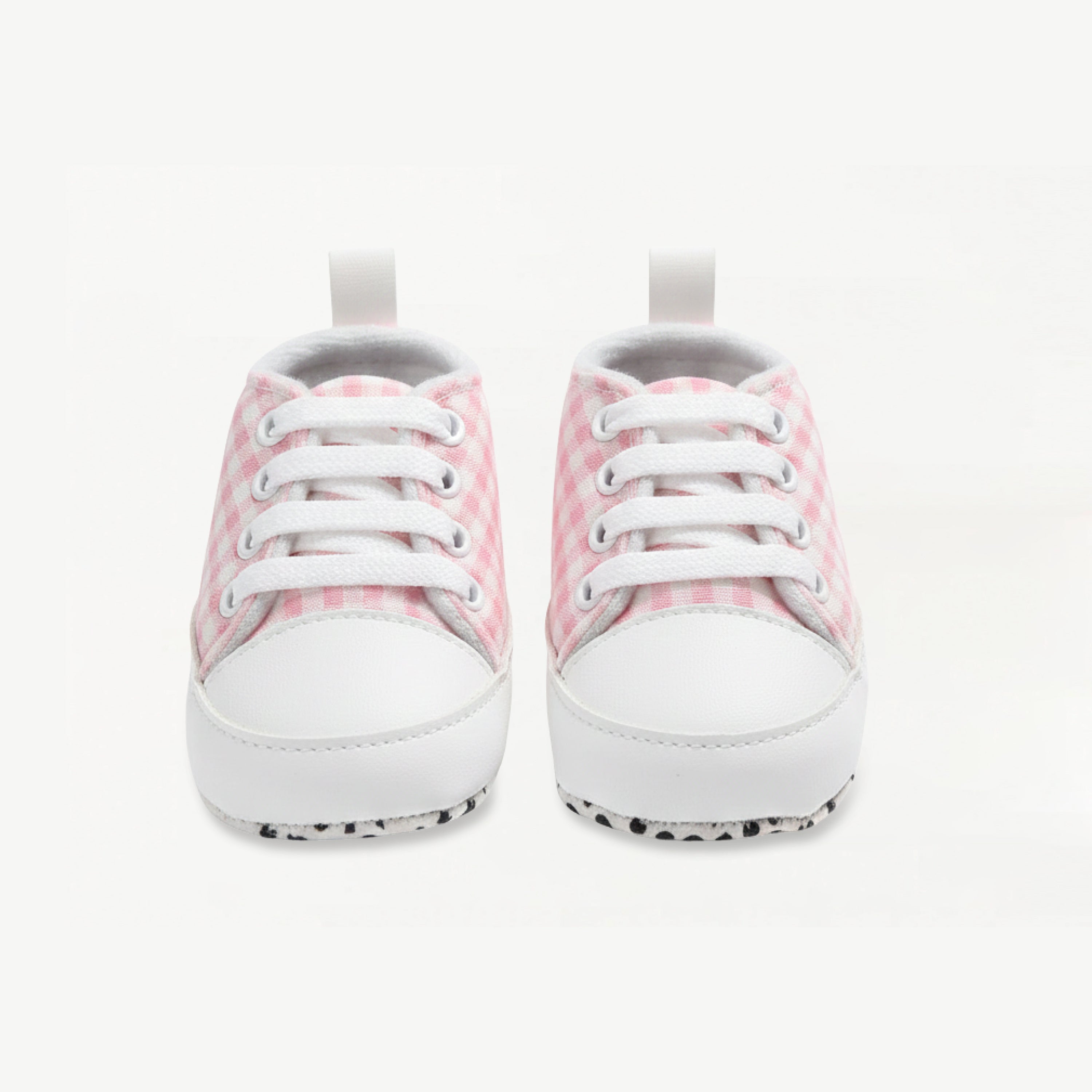 Baby Soft Sole Sneakers – Blush Pink Gingham