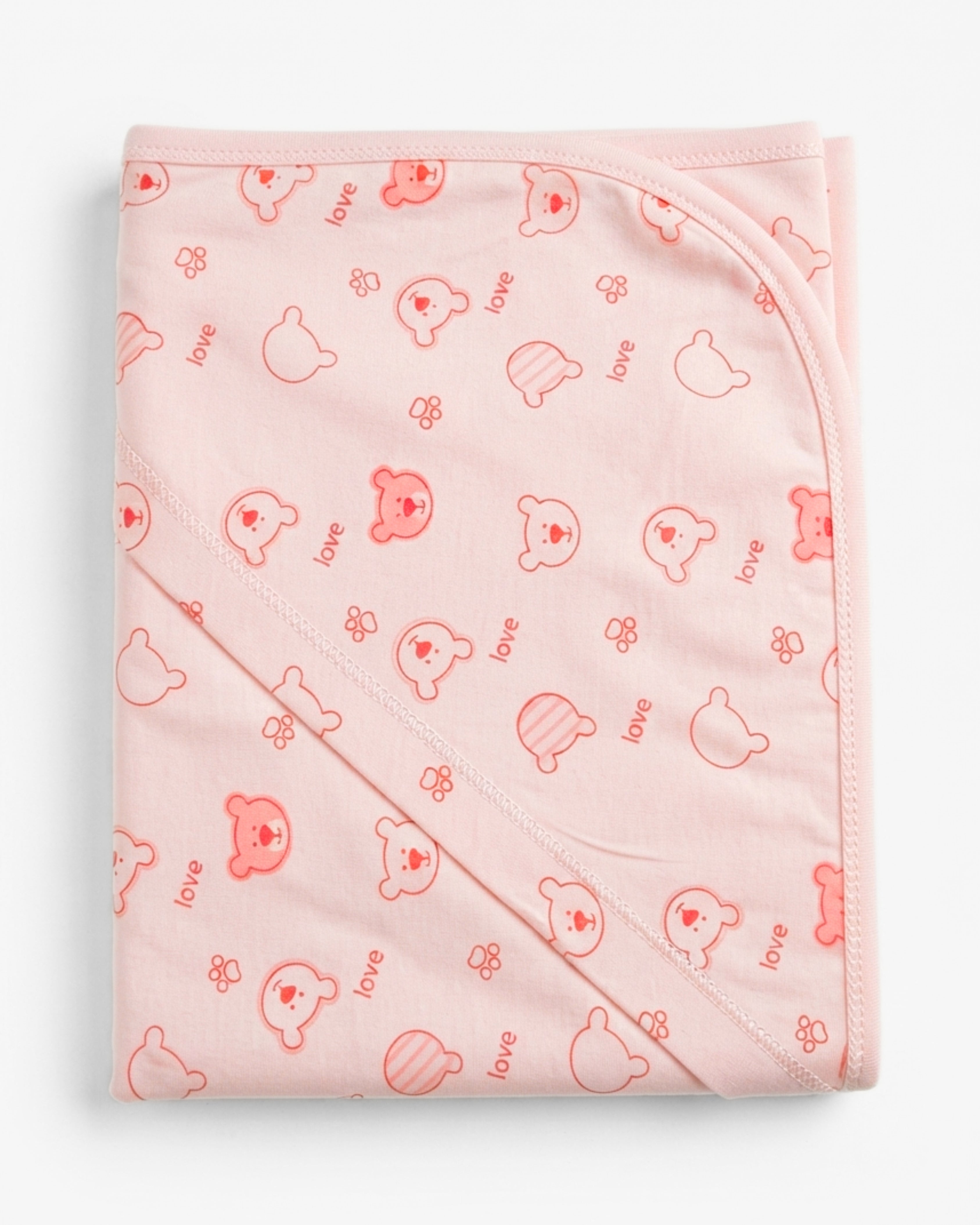 Baby Hooded Blanket - Baby Wrap (30x30Inch) - Baby Bear (Pink)
