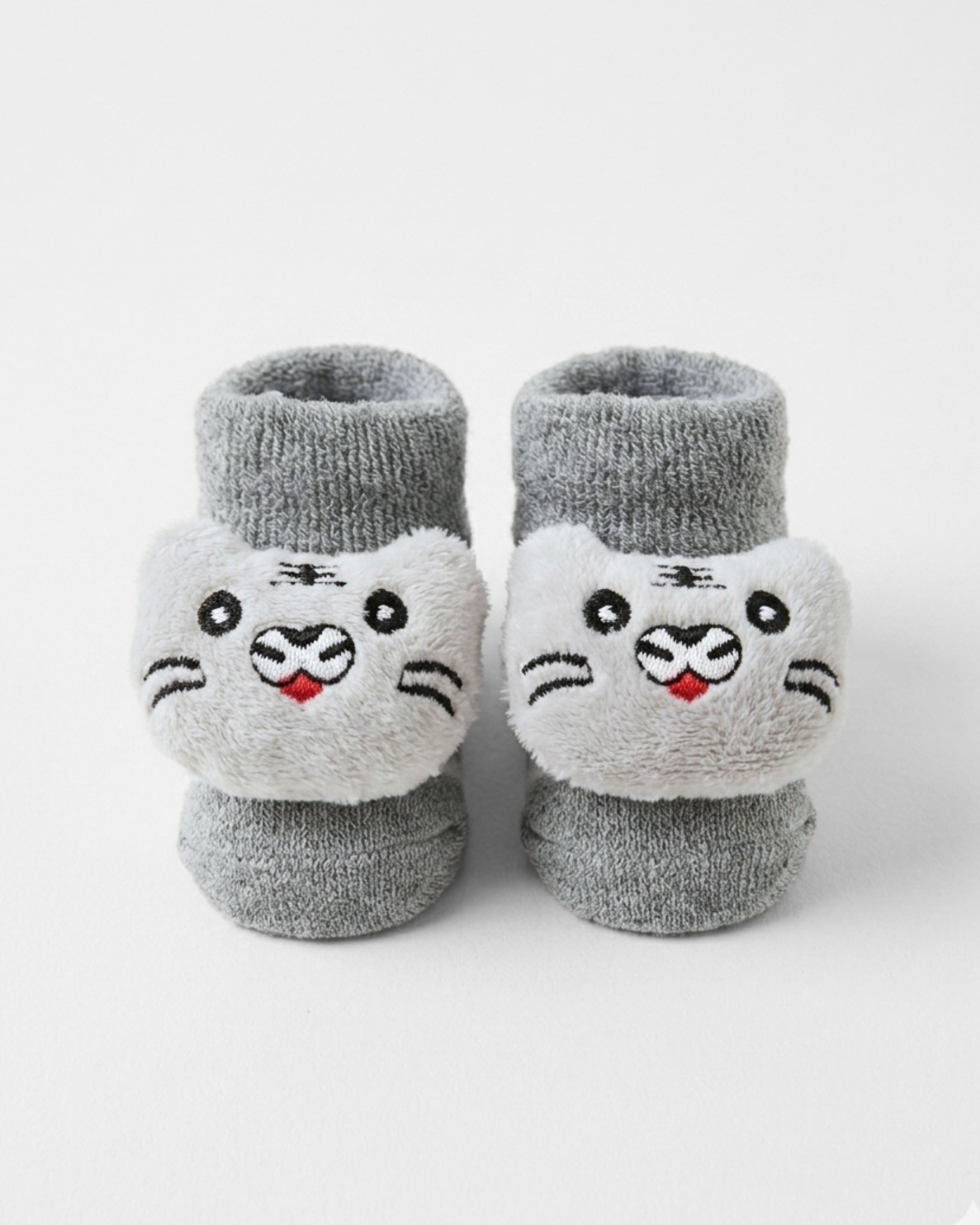 Baby Booties – Infant Soft Socks (Grey Stripes Cat)