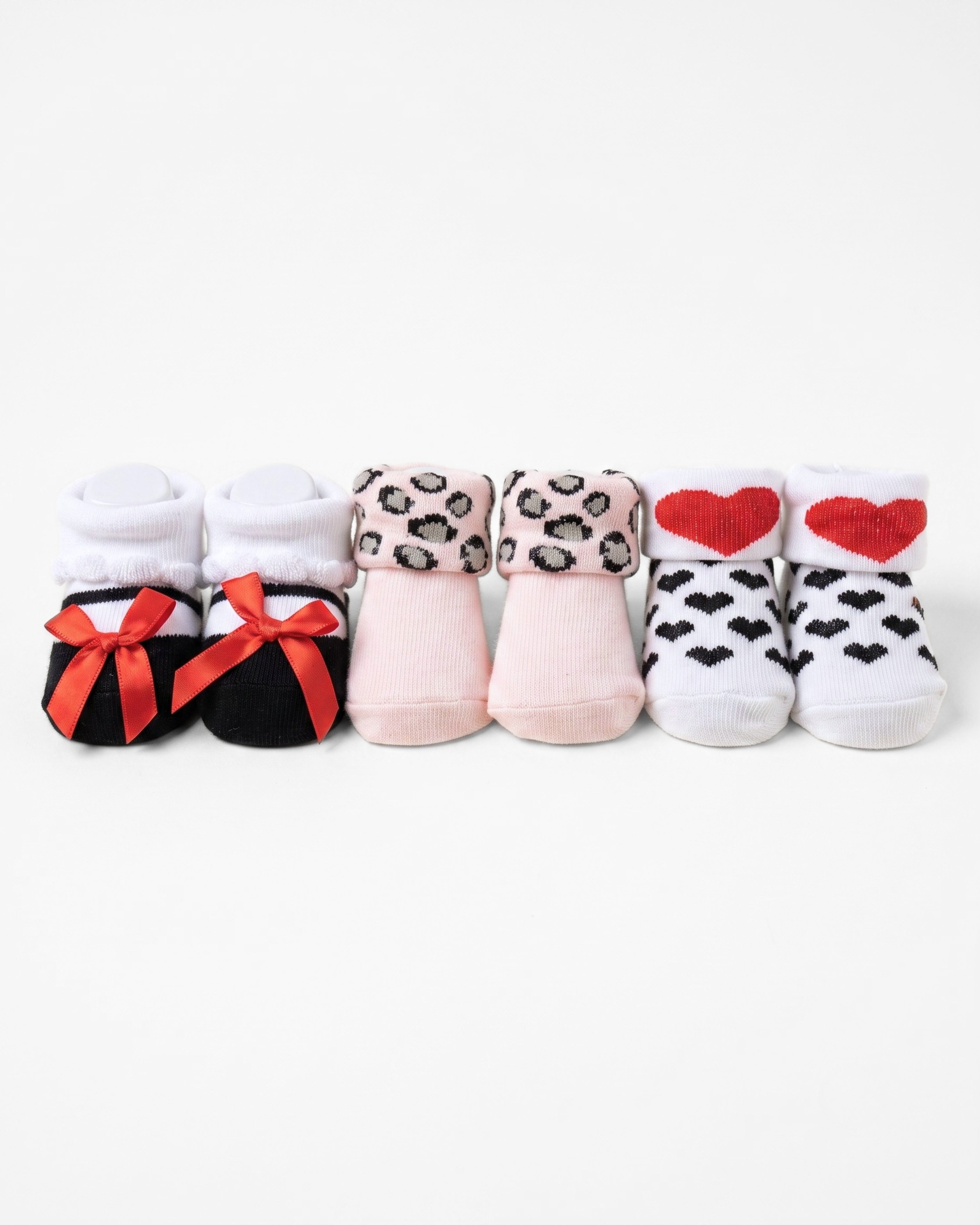 3-Piece Infant Bootie Socks (0-9 Months) - Ruby Bows