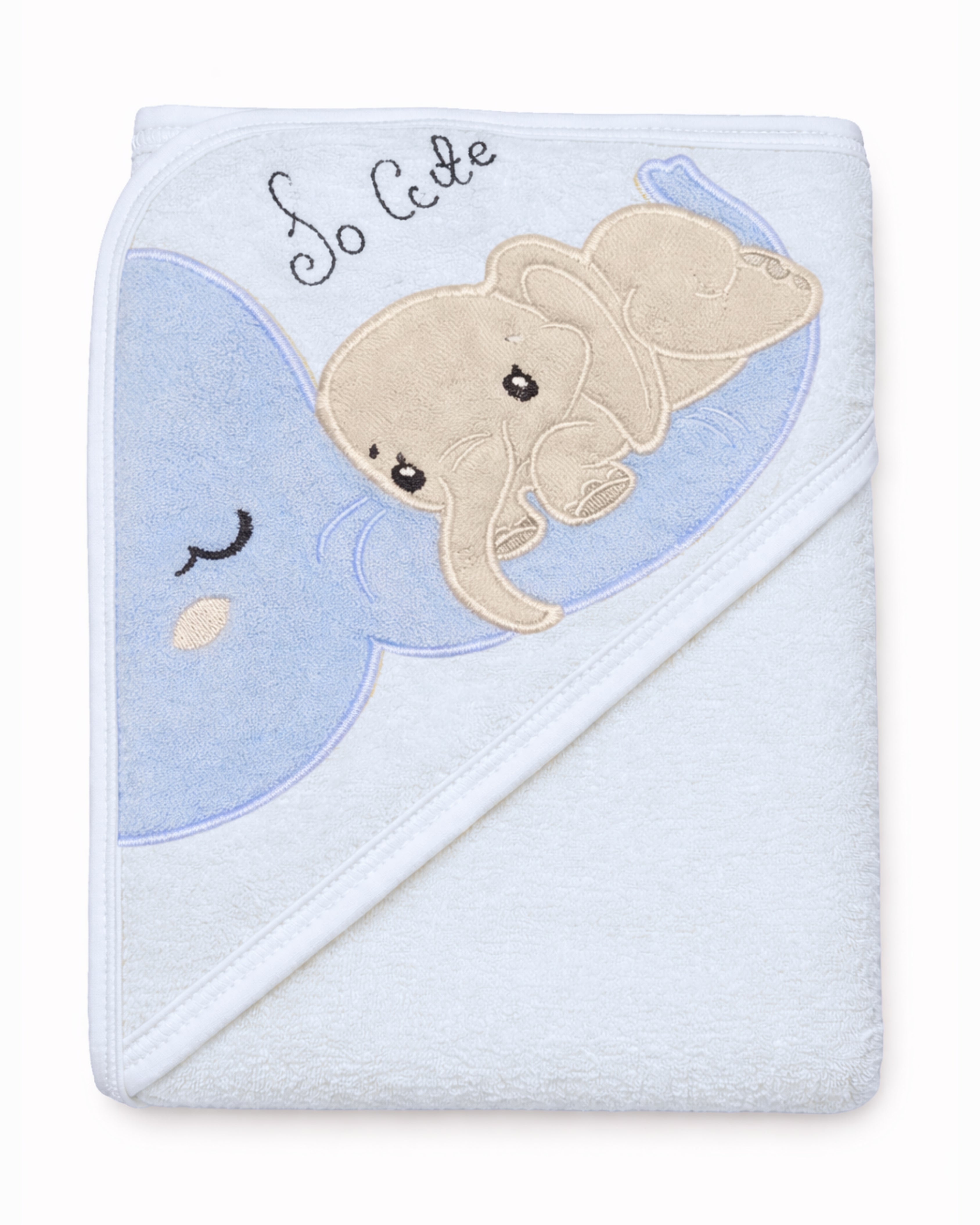 Baby Hooded Bath Cape - Baby Hooded Towel (Little Elephant)