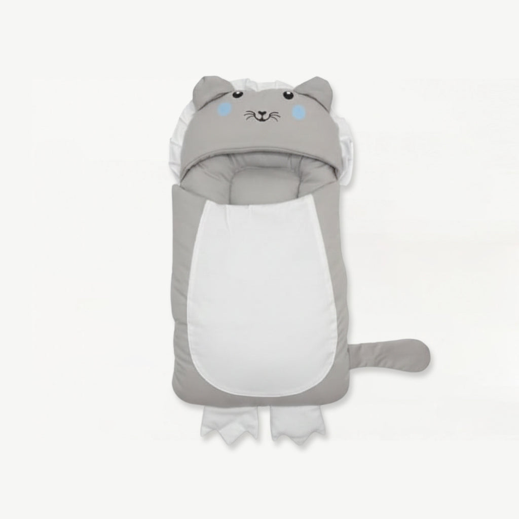 Hooded Carry Nest 2 PC - Baby Sleeping Bag - (Snuggle Lion - Grey)