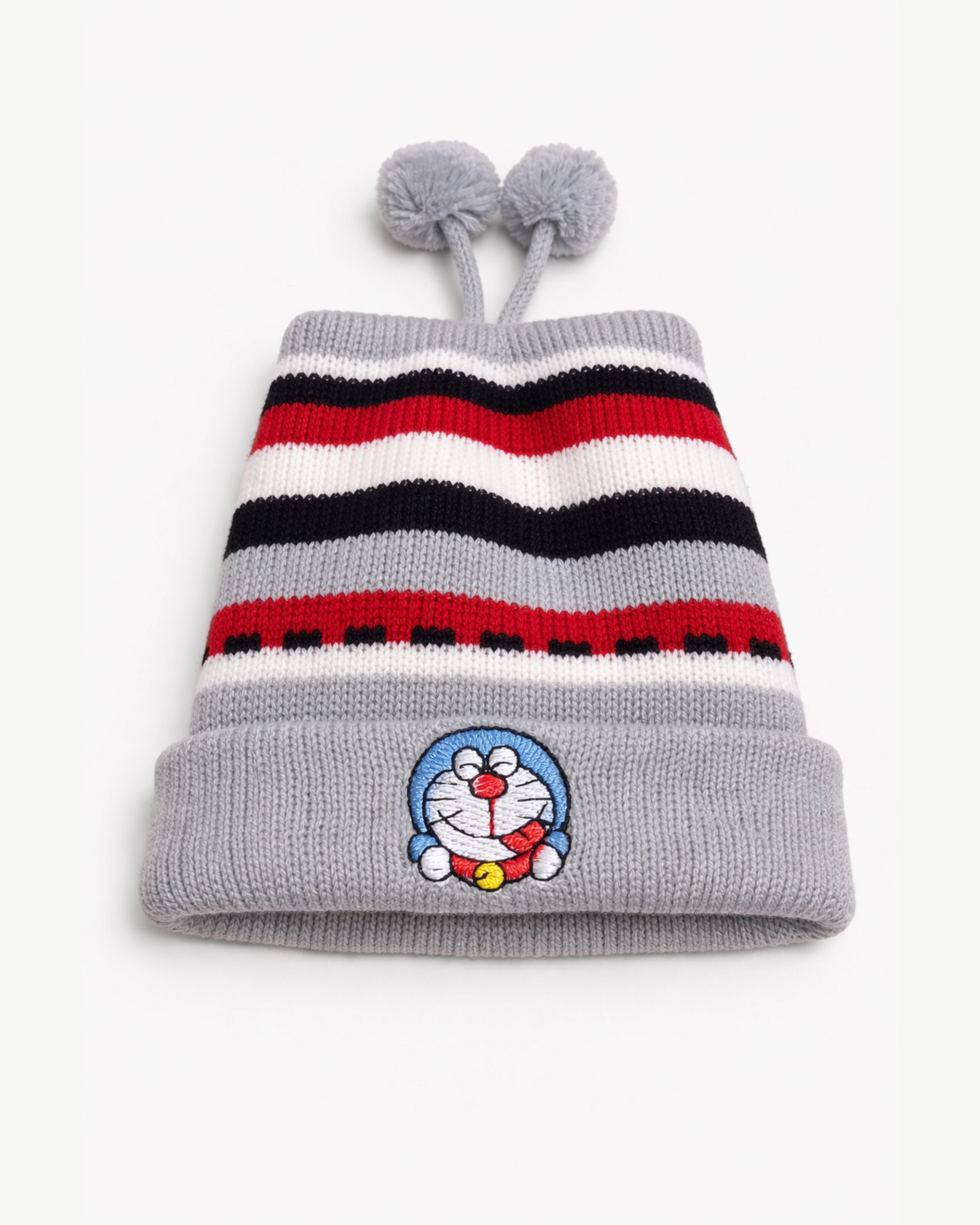 Baby Winter Beanie - Free Size Wniter Cap - Grey Character Stripe