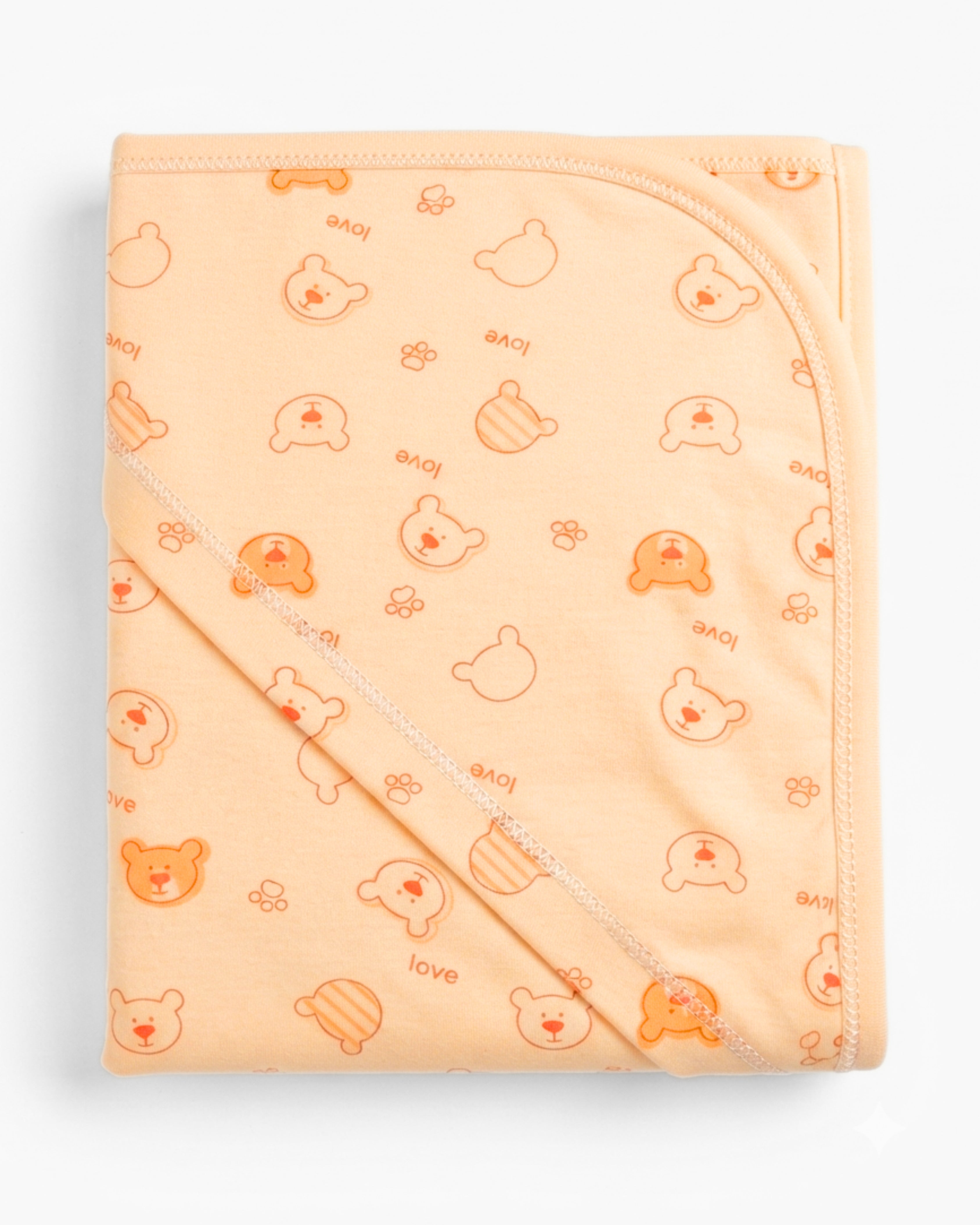 Baby Hooded Blanket - Baby Wrap (30x30Inch) - Baby Bear (Orange)