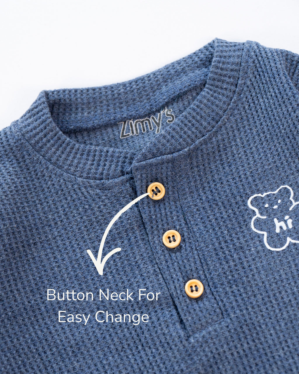 Waffle Knit Thermal Romper – (Dusty Blue)