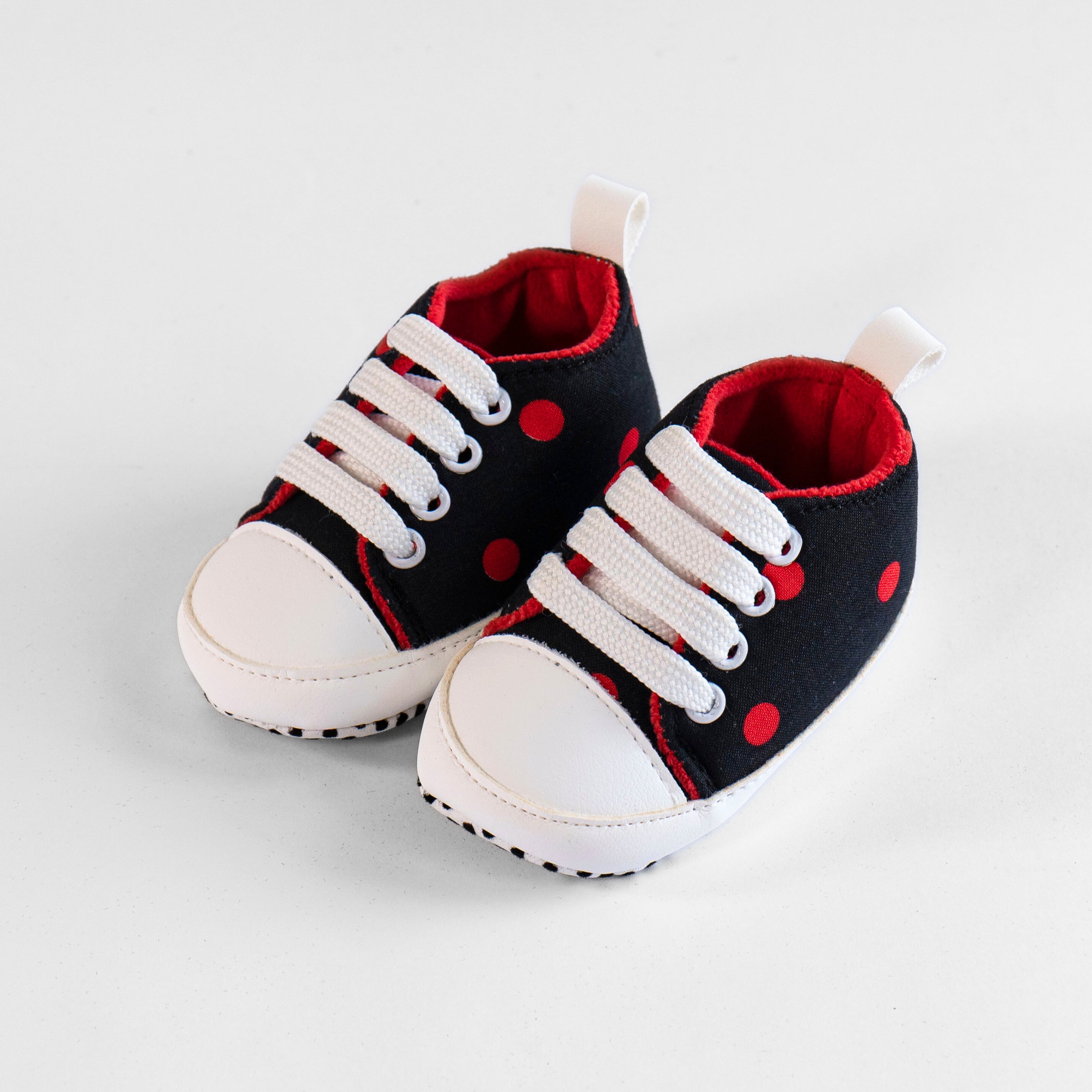 Baby Soft Sole Sneakers – Red Polka Dots Sneakers