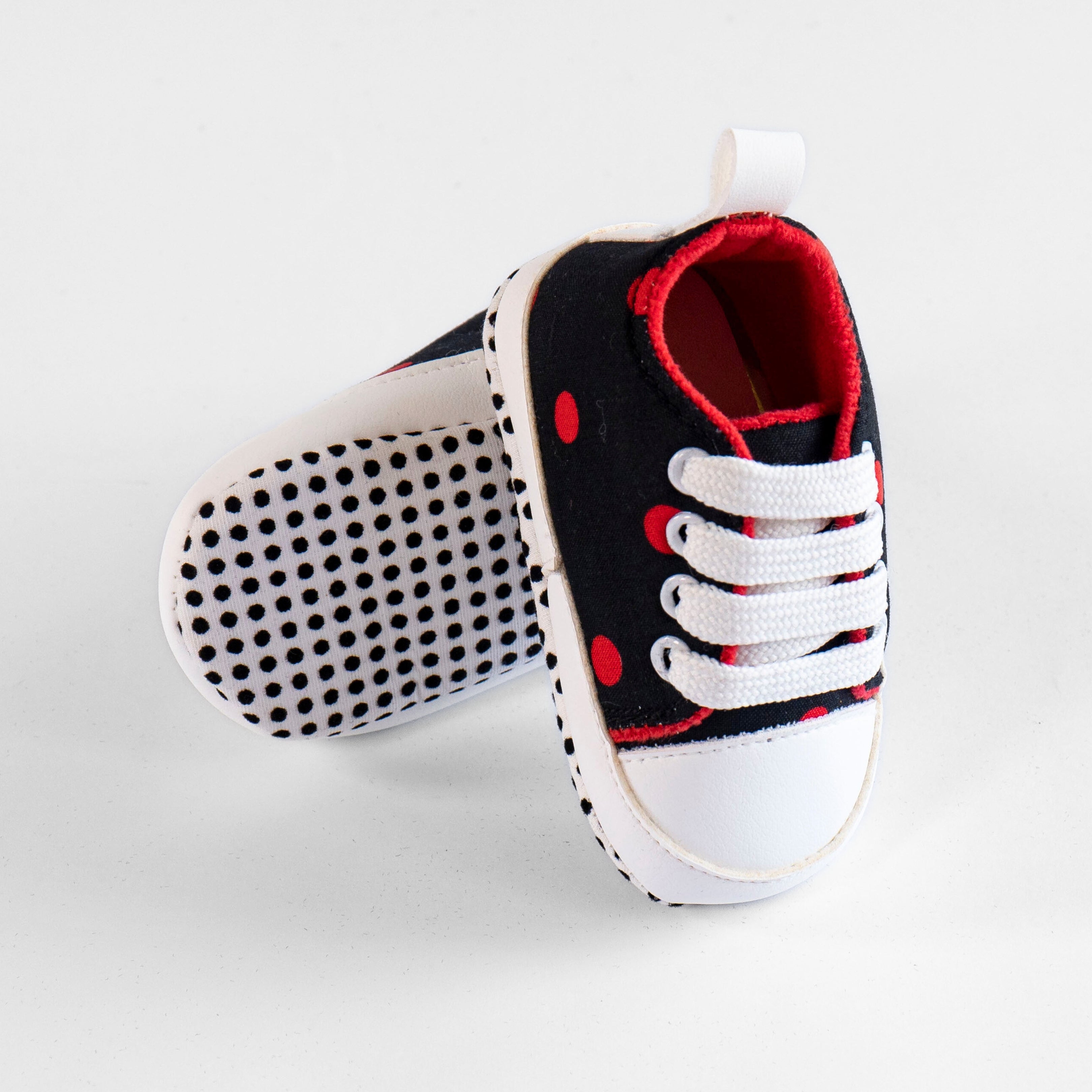 Baby Soft Sole Sneakers – Red Polka Dots Sneakers