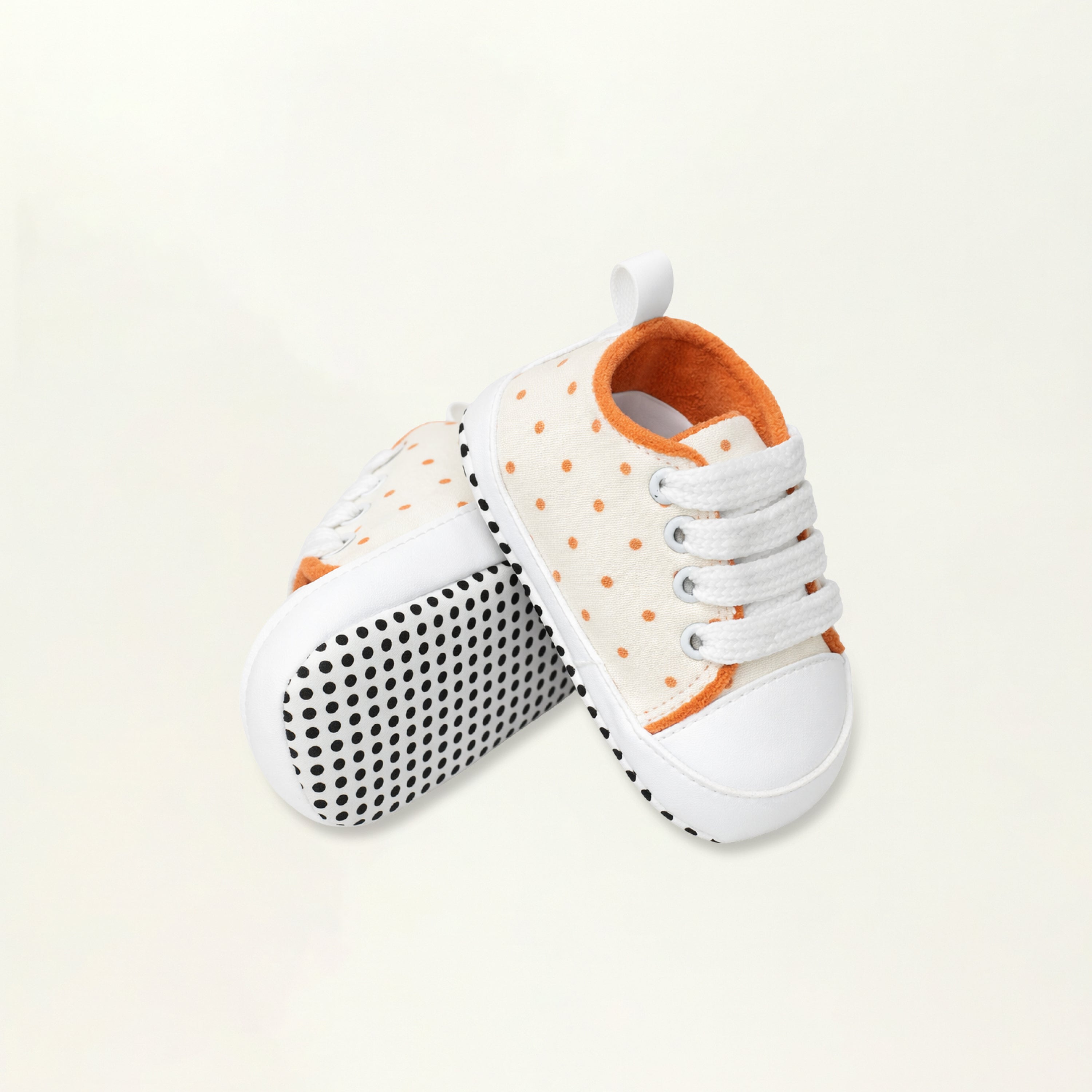 Baby Soft Sole Sneakers – Orange Polka