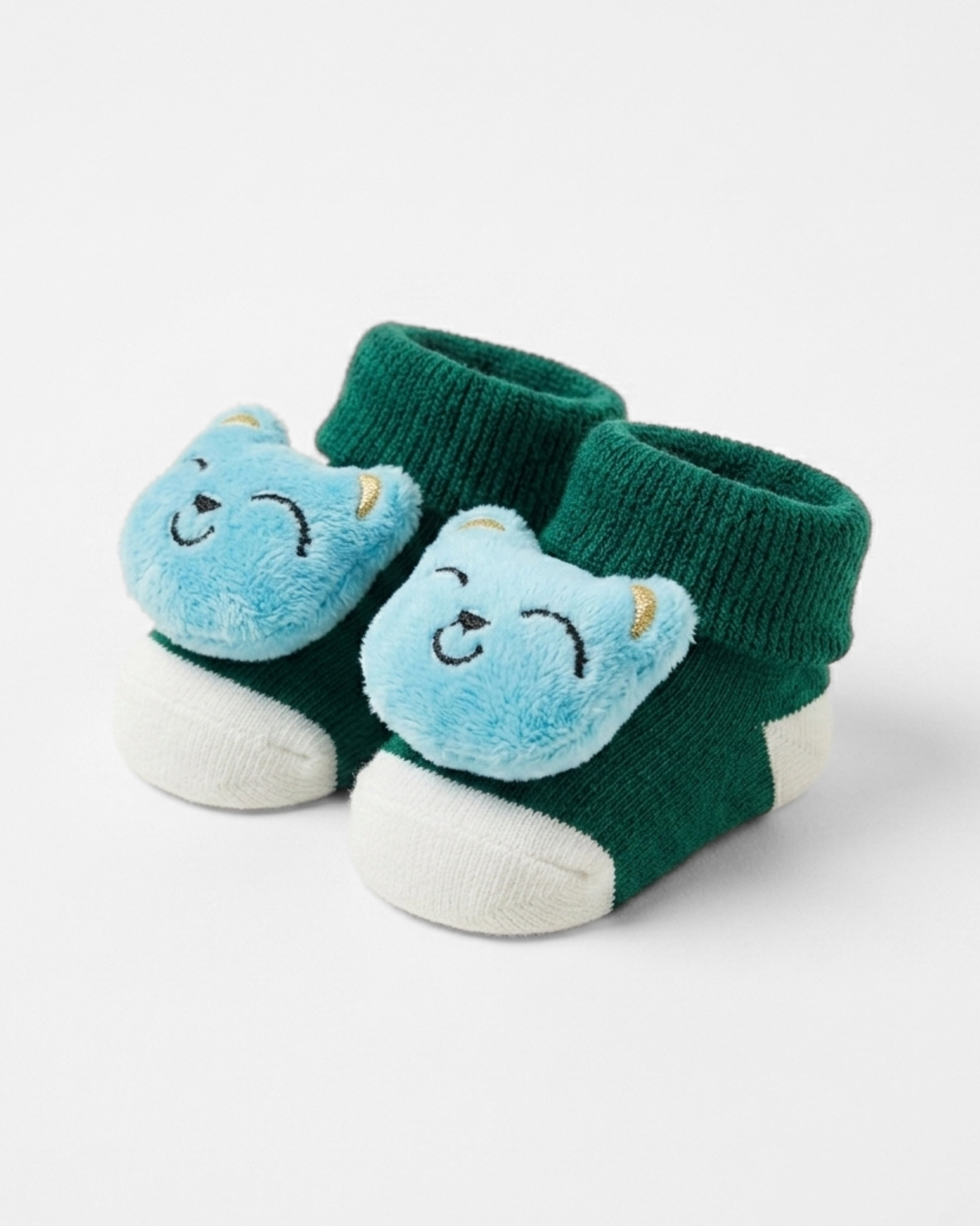 Baby Booties – Infant Soft Socks (Green Blue Bear)