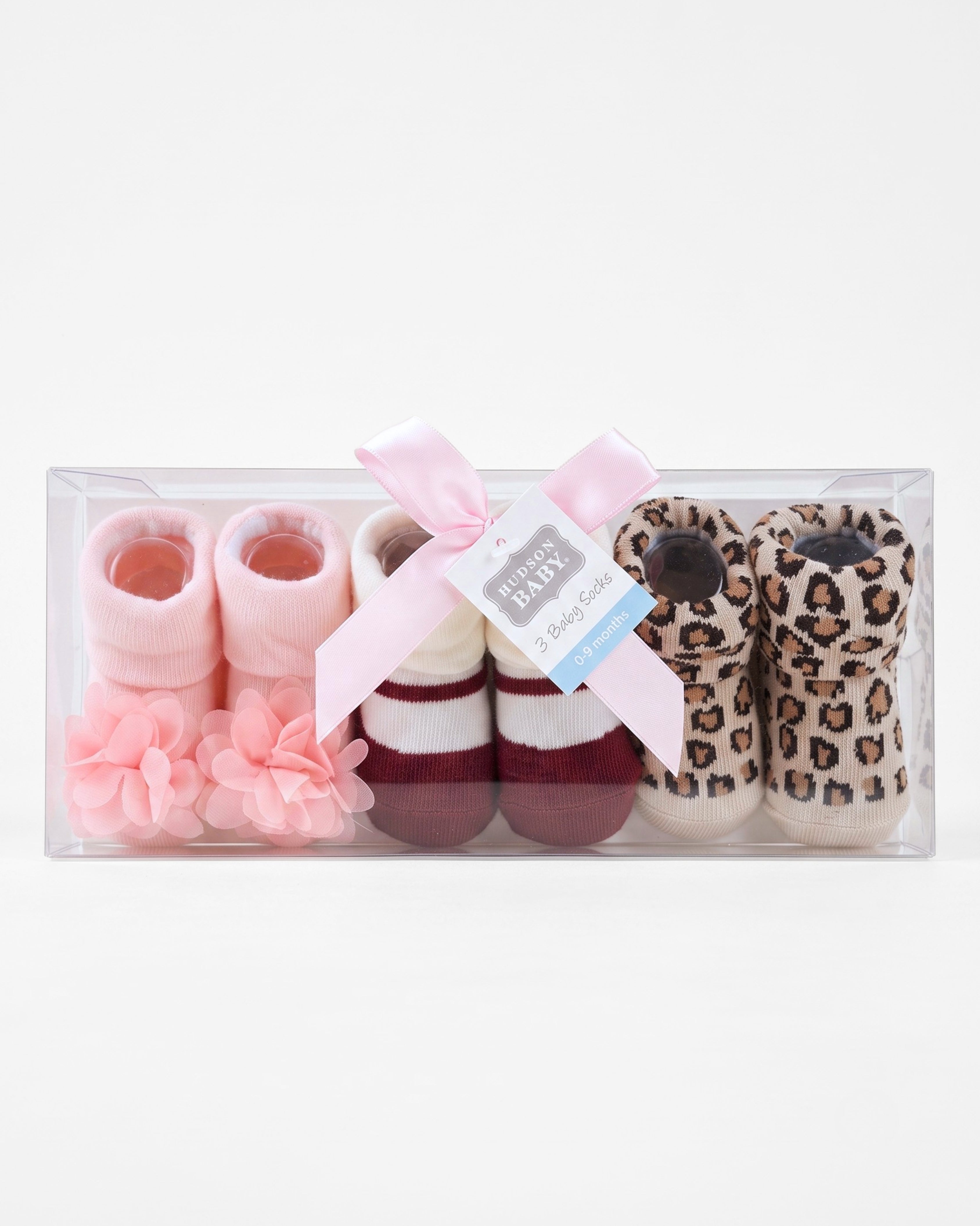 3-Piece Infant Bootie Socks (0-9 Months) - Chiffon & Maroon