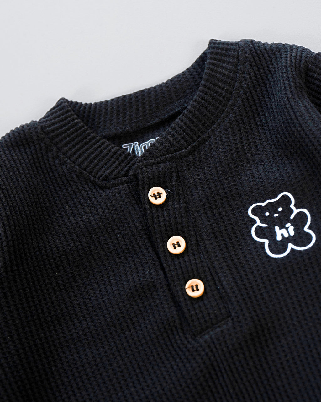 Waffle Knit Thermal Romper – (Black)