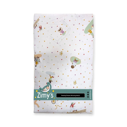 Waterproof Diaper Changing Sheet – White with Playful Kids  (22x28 Inches)