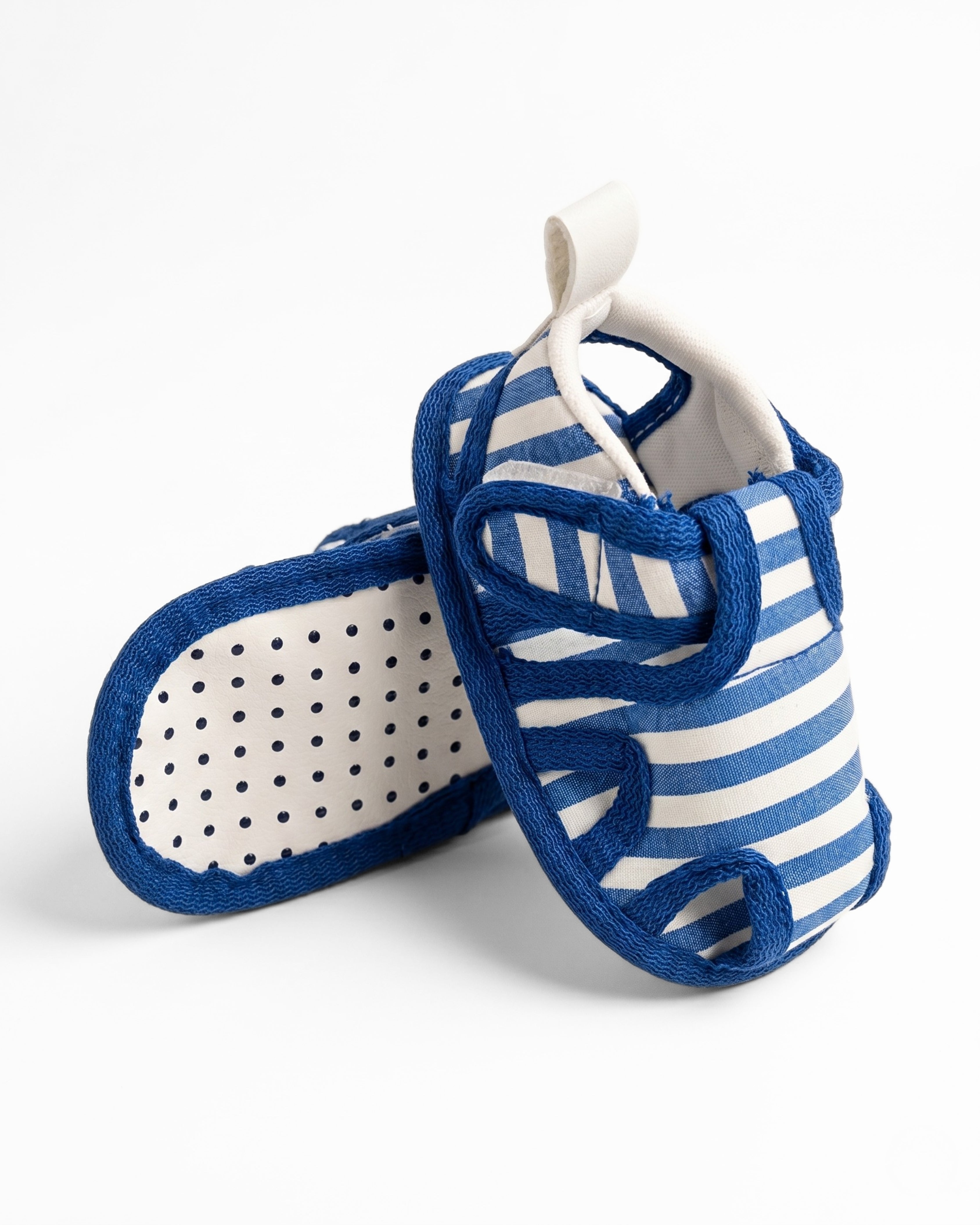 Baby Flat Sole Sandals - Blue White Stripes