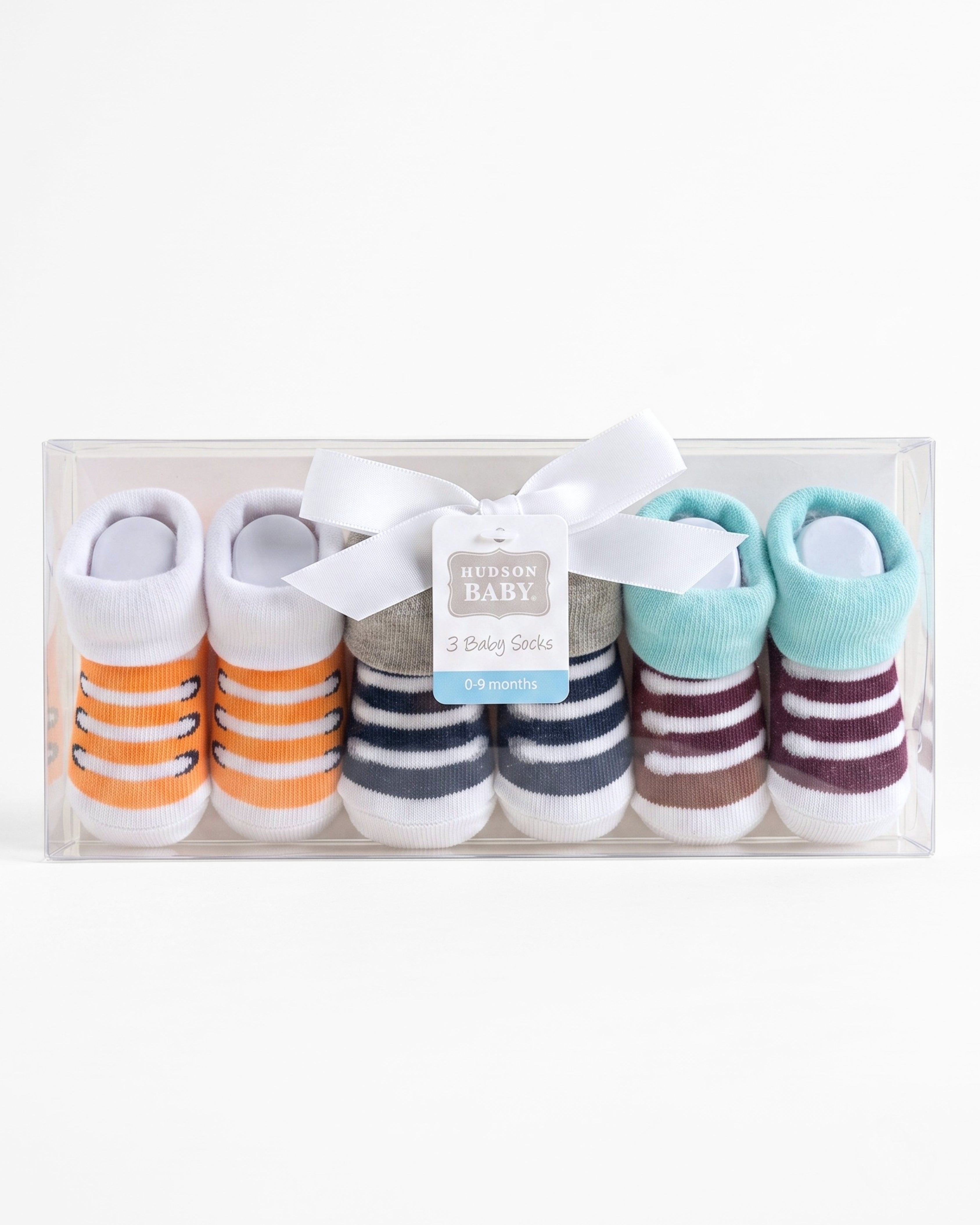 3-Piece Infant Bootie Socks (0-9 Months) - Orange & Teal