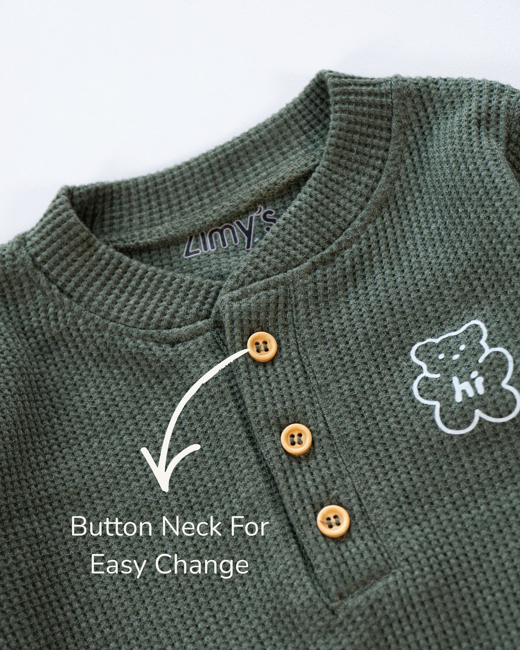 Waffle Knit Thermal Romper – (Olive)