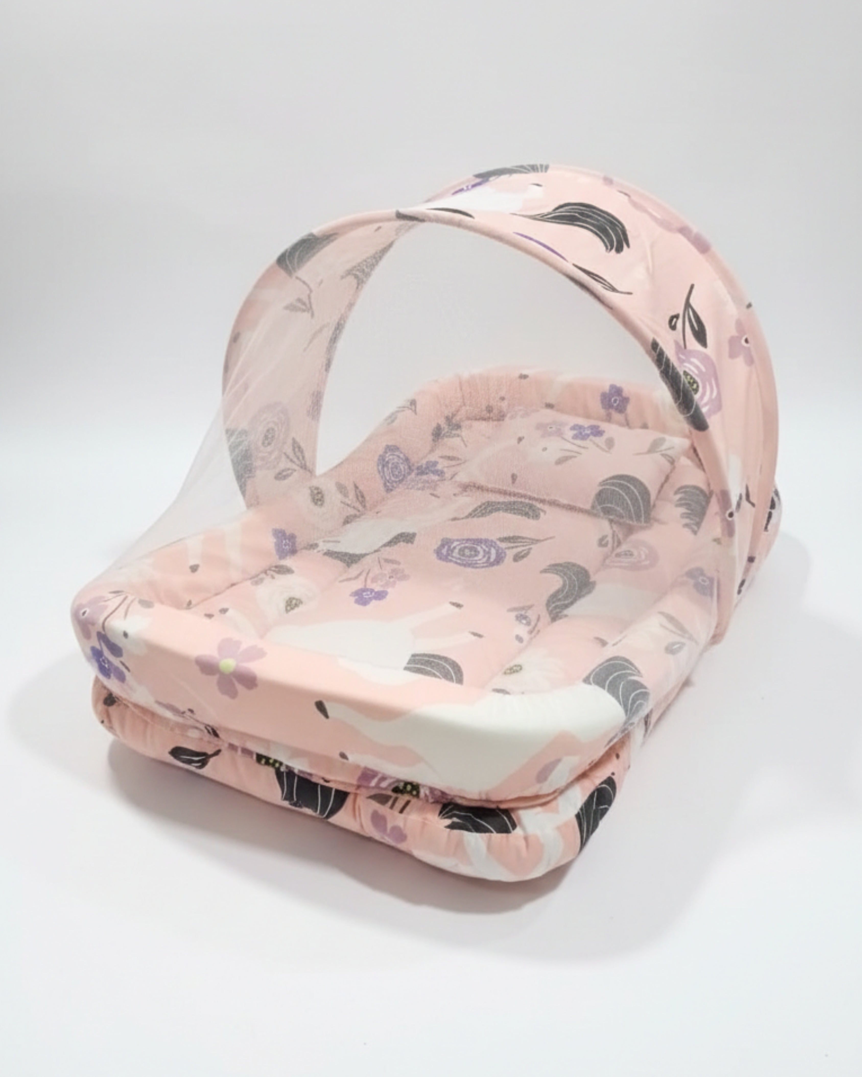 Baby Sleeping Bed 2 Piece - Bed With Net (Floral Blush)