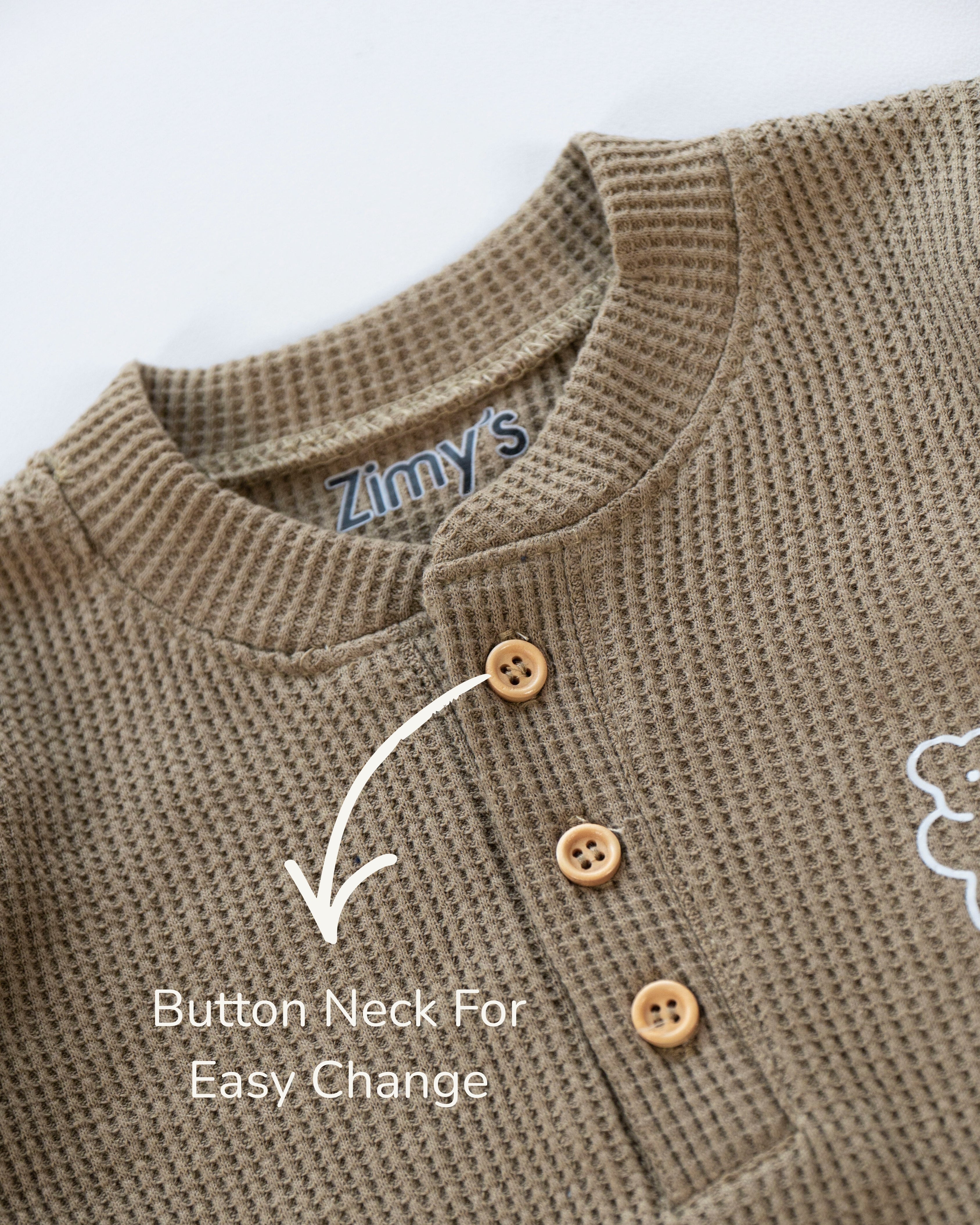 Waffle Knit Thermal Romper – (Oatmeal)