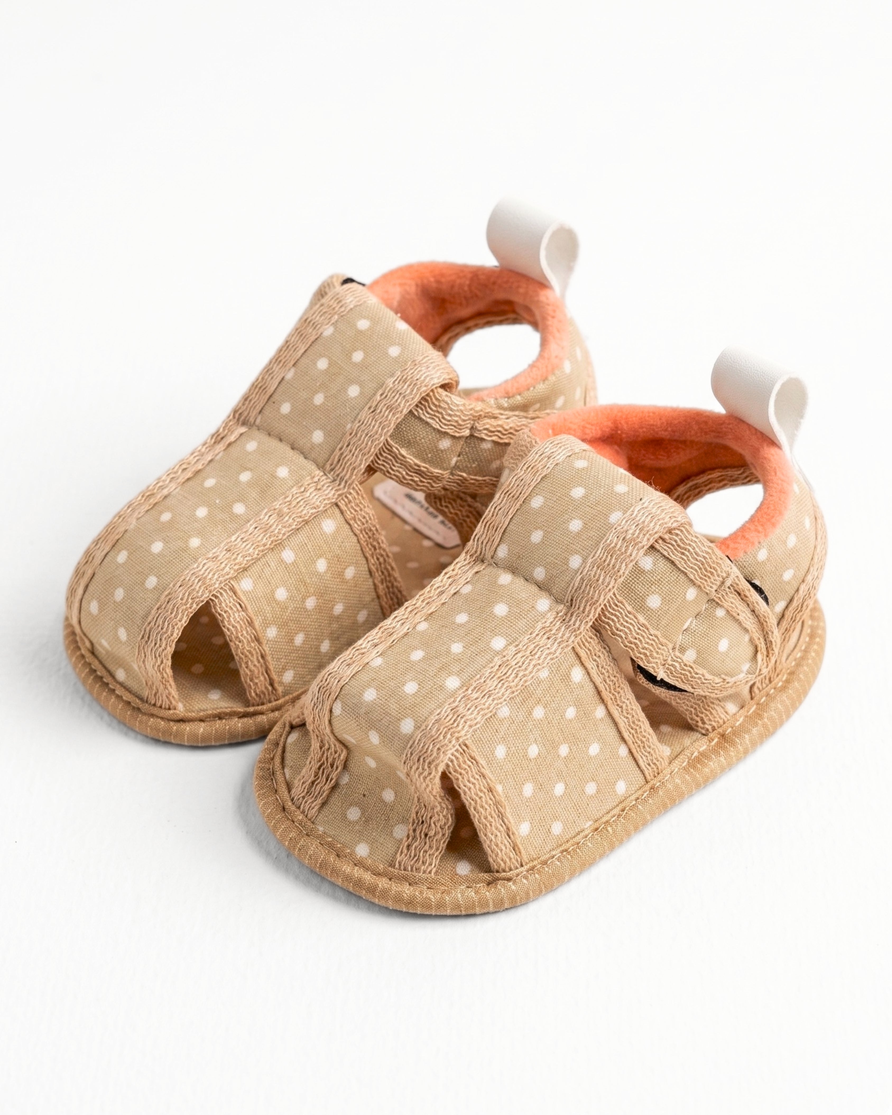 Baby Flat Sole Sandals - Sandy White Polka
