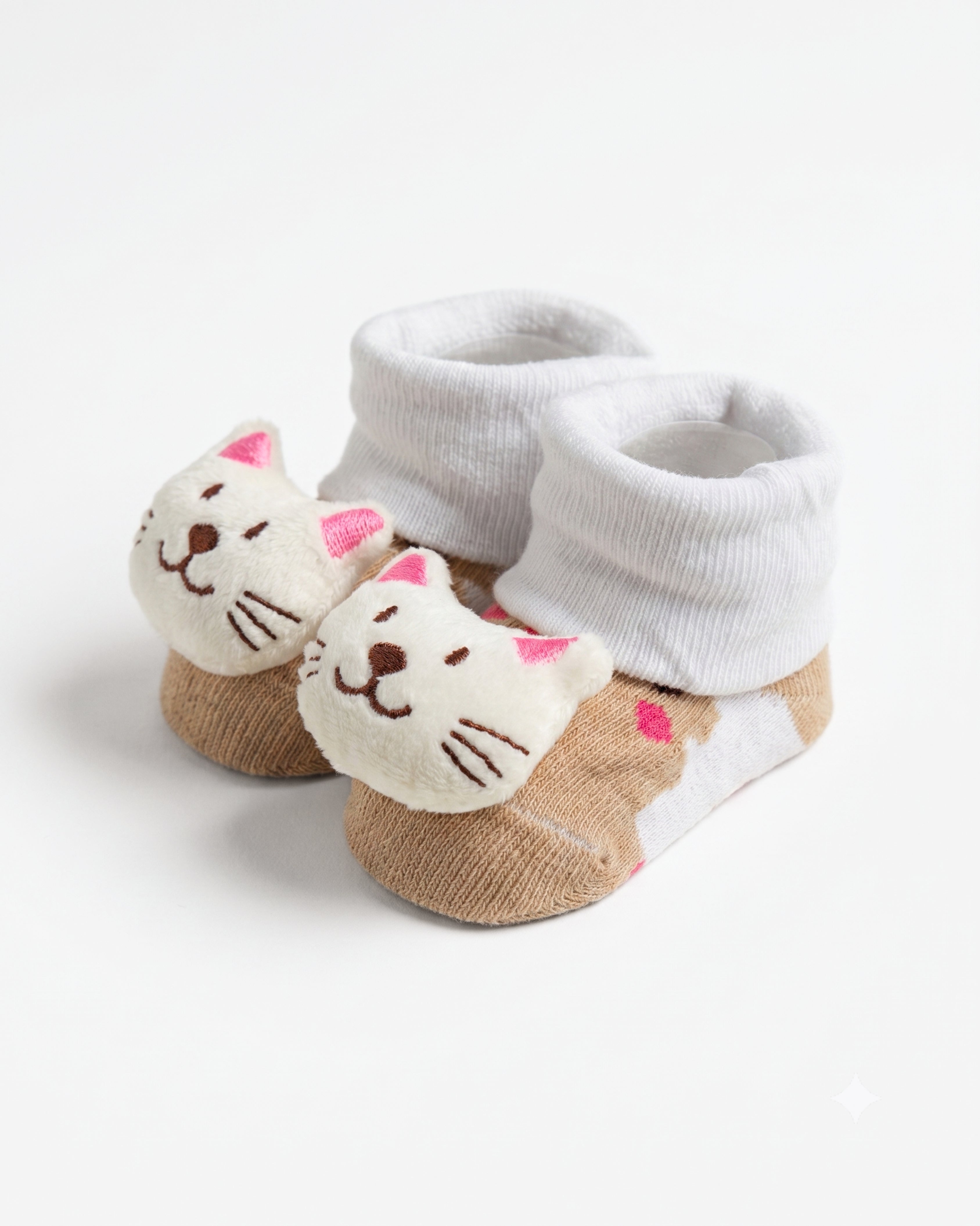 Baby Booties – Infant Soft Socks (Beige Cat)