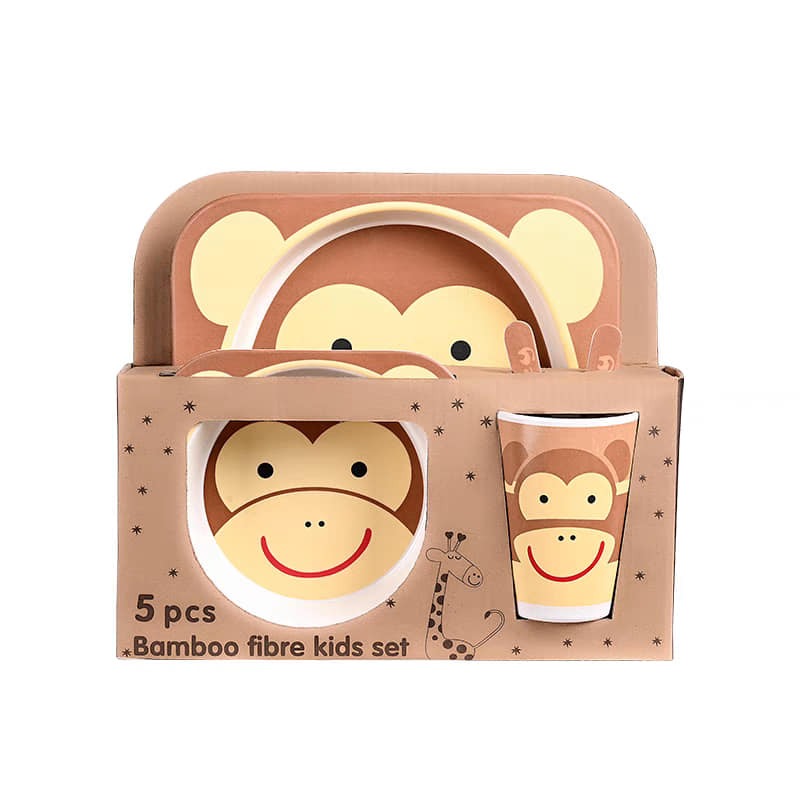 5-Piece Eco-Friendly Bamboo Fibre Kids Dinnerware Set