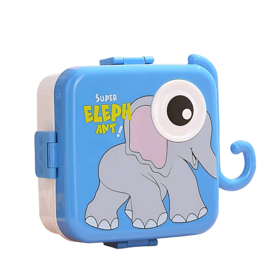 Kids Elephant Stackable Bento Lunch Box – Multi-Compartment Container with Sauce Pot