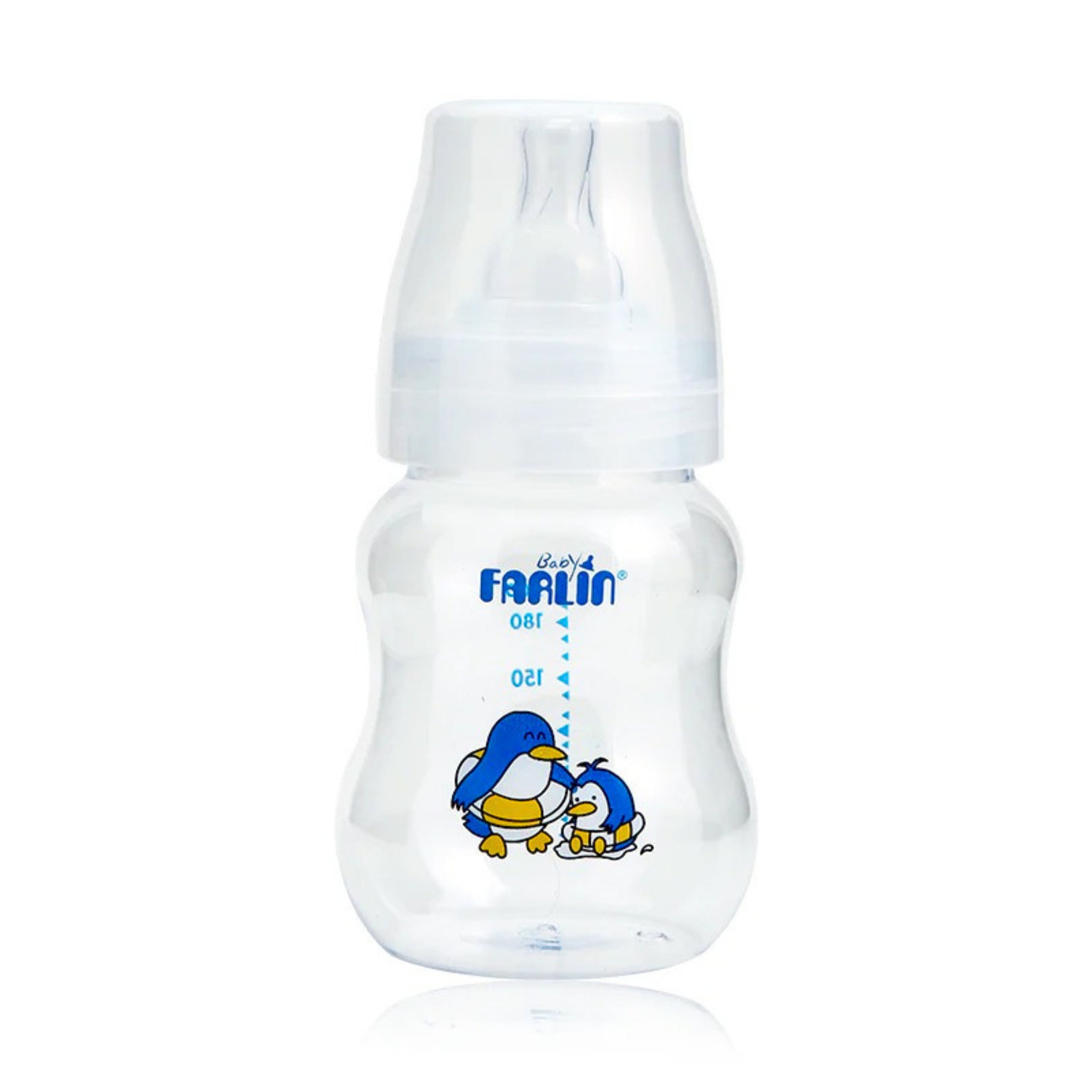 Farlin 200ml Wide Neck Baby Feeding Bottle (3M+) with Anti-Colic System (Cute Penguin)