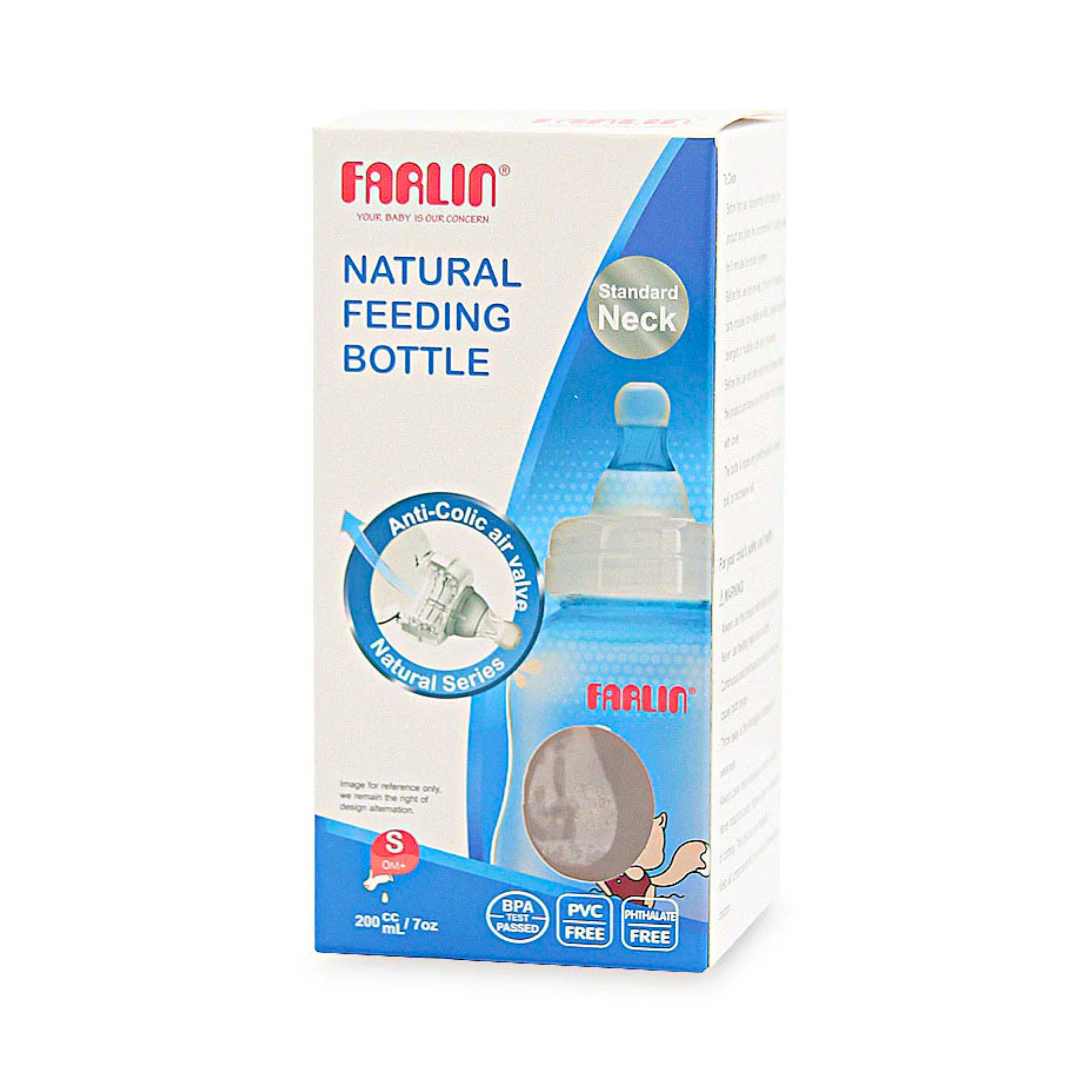Farlin 200ml Standard Neck Baby Feeding Bottle (0M+) with Anti-Colic Nipple