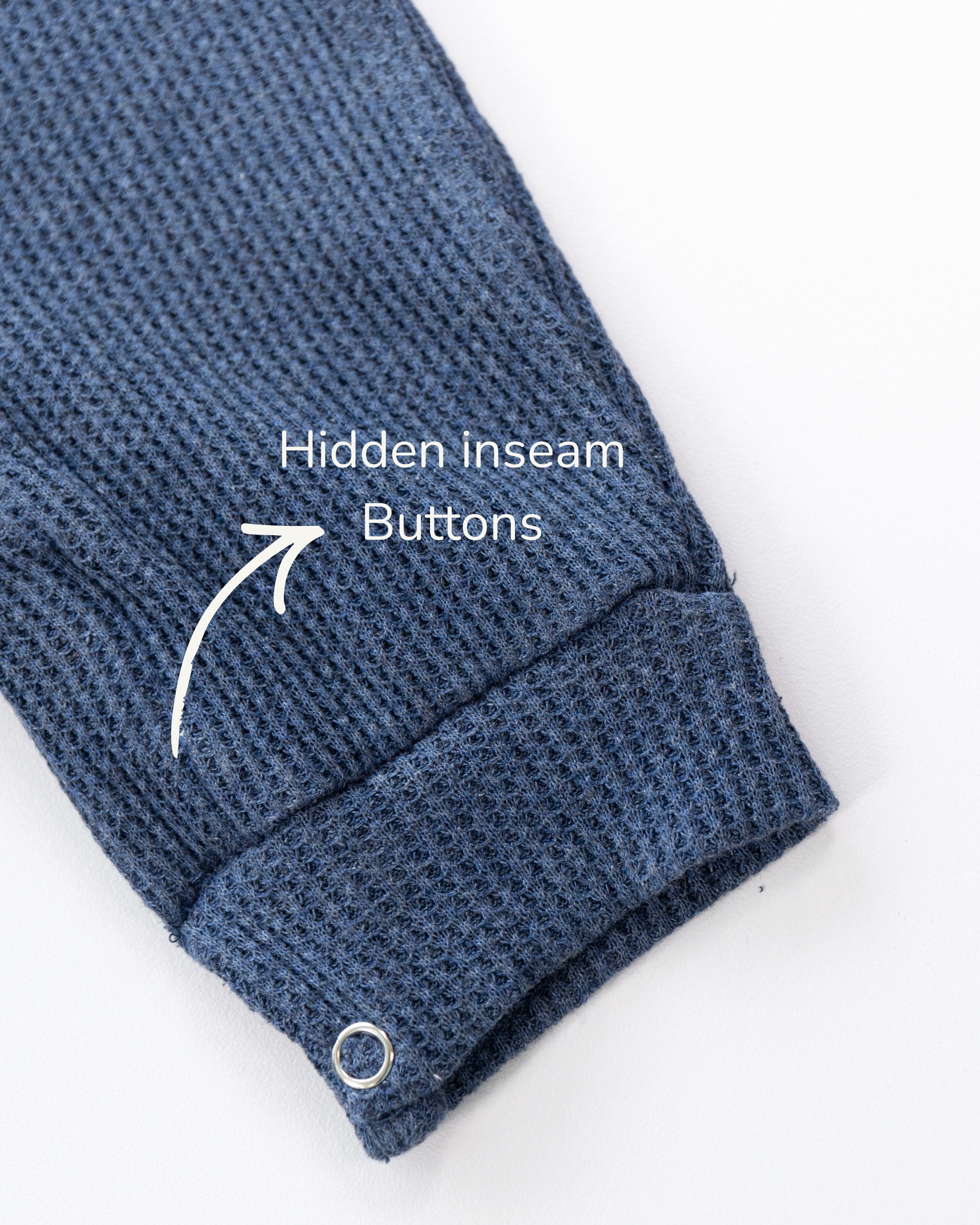 Waffle Knit Thermal Romper – (Dusty Blue)