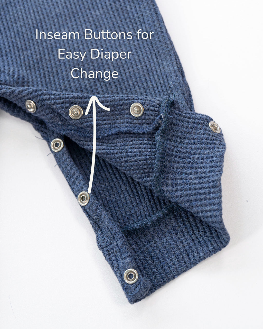 Waffle Knit Thermal Romper – (Dusty Blue)