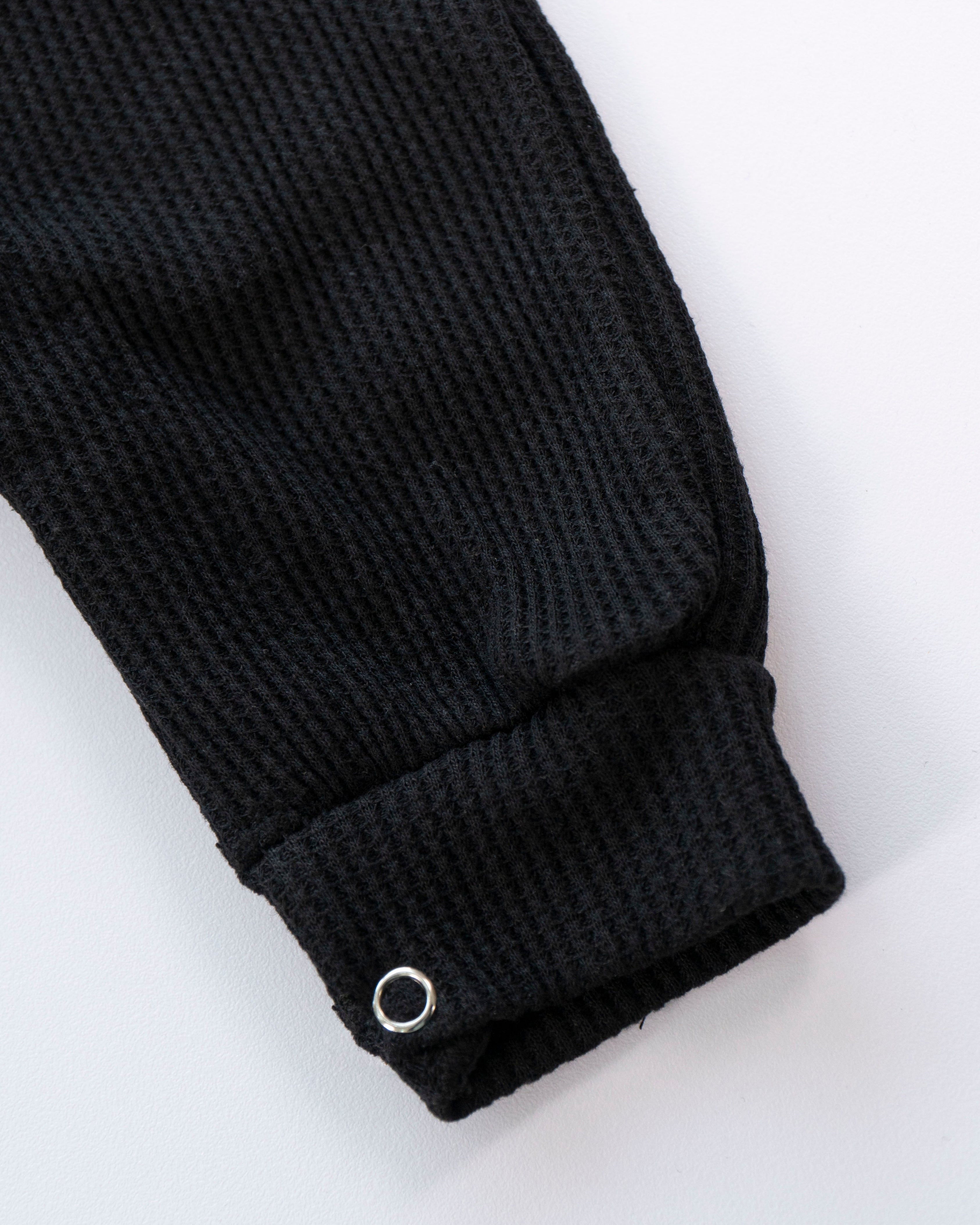 Waffle Knit Thermal Romper – (Black)