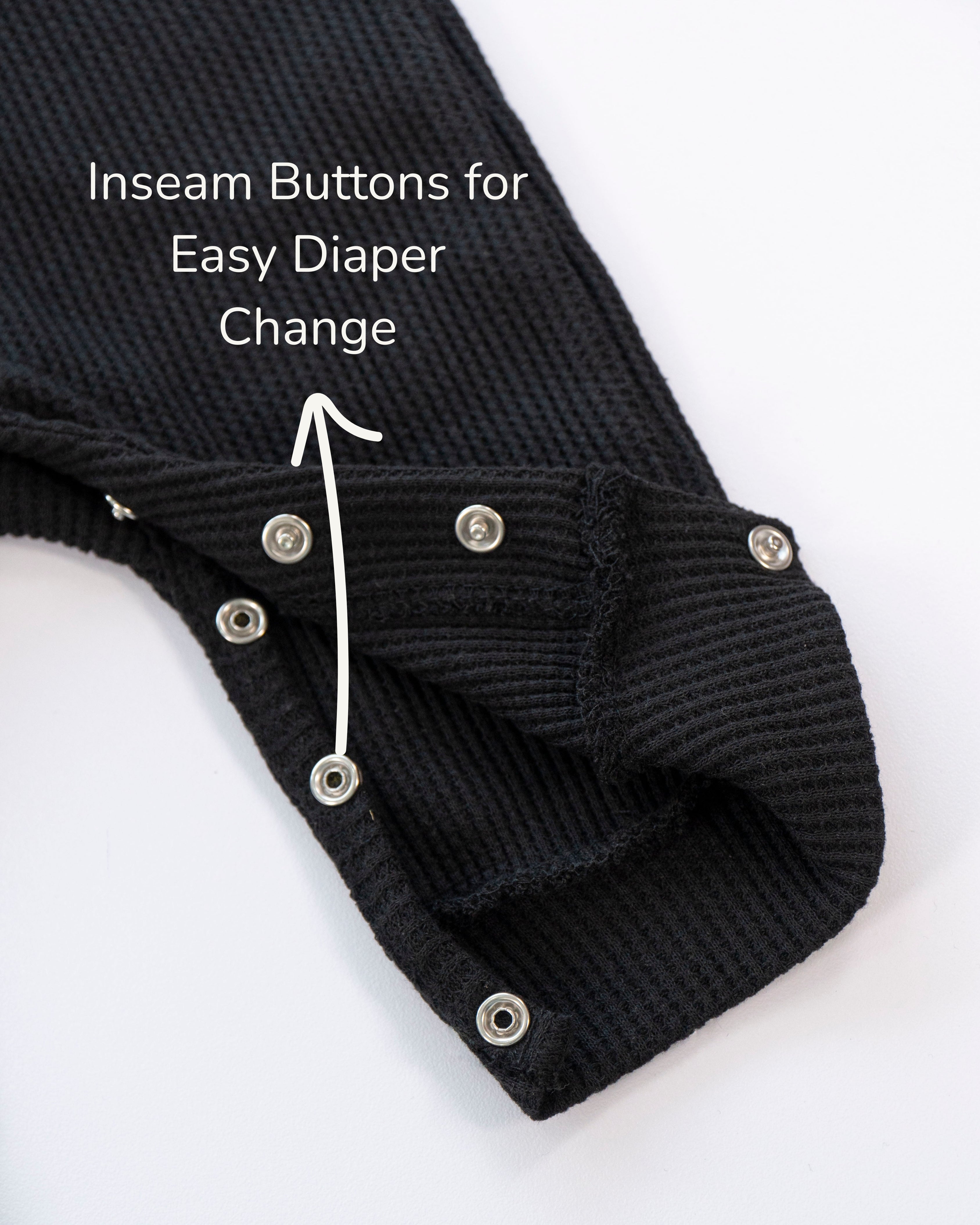 Waffle Knit Thermal Romper – (Black)