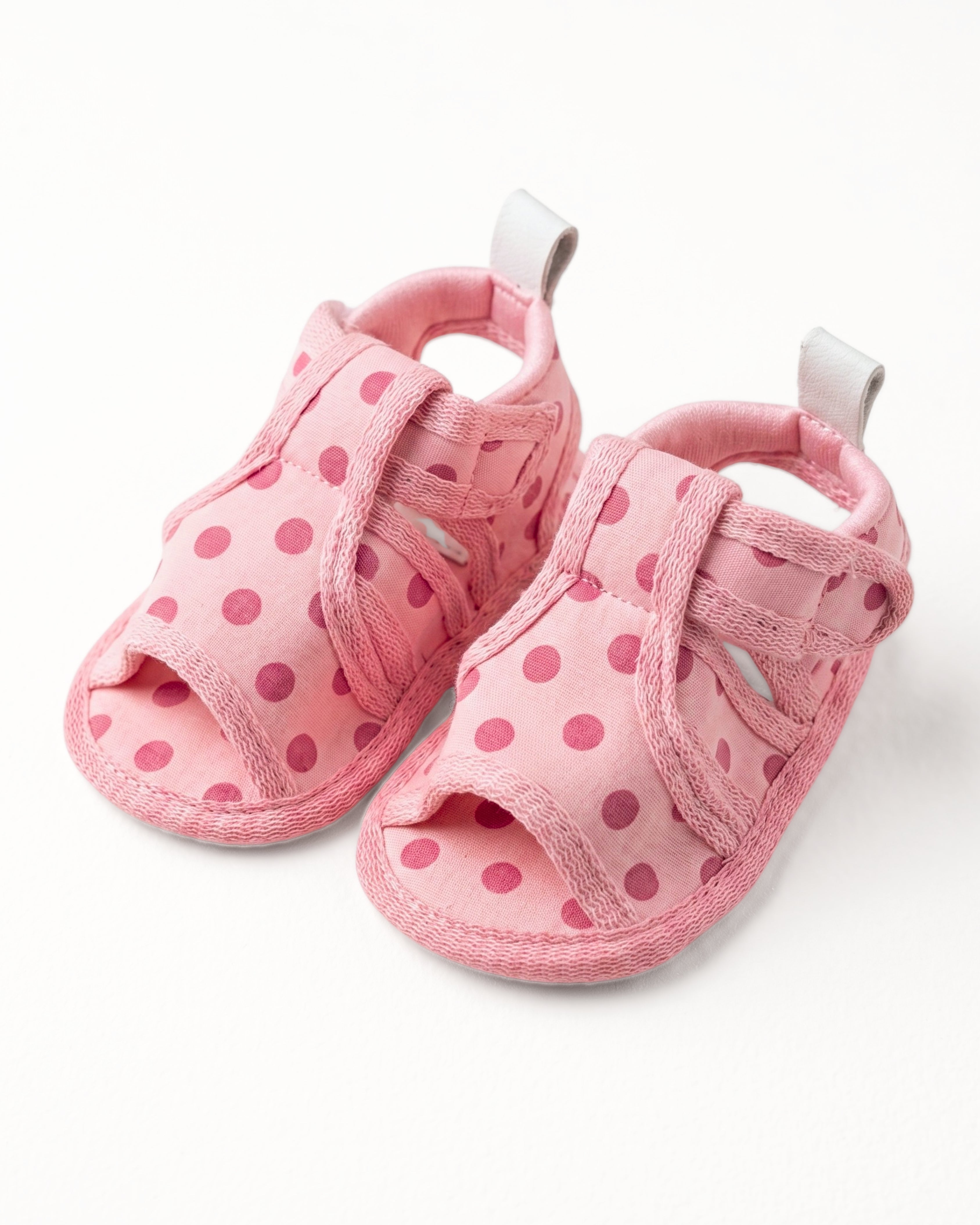 Baby Flat Sole Sandals - Blush Polka Dots