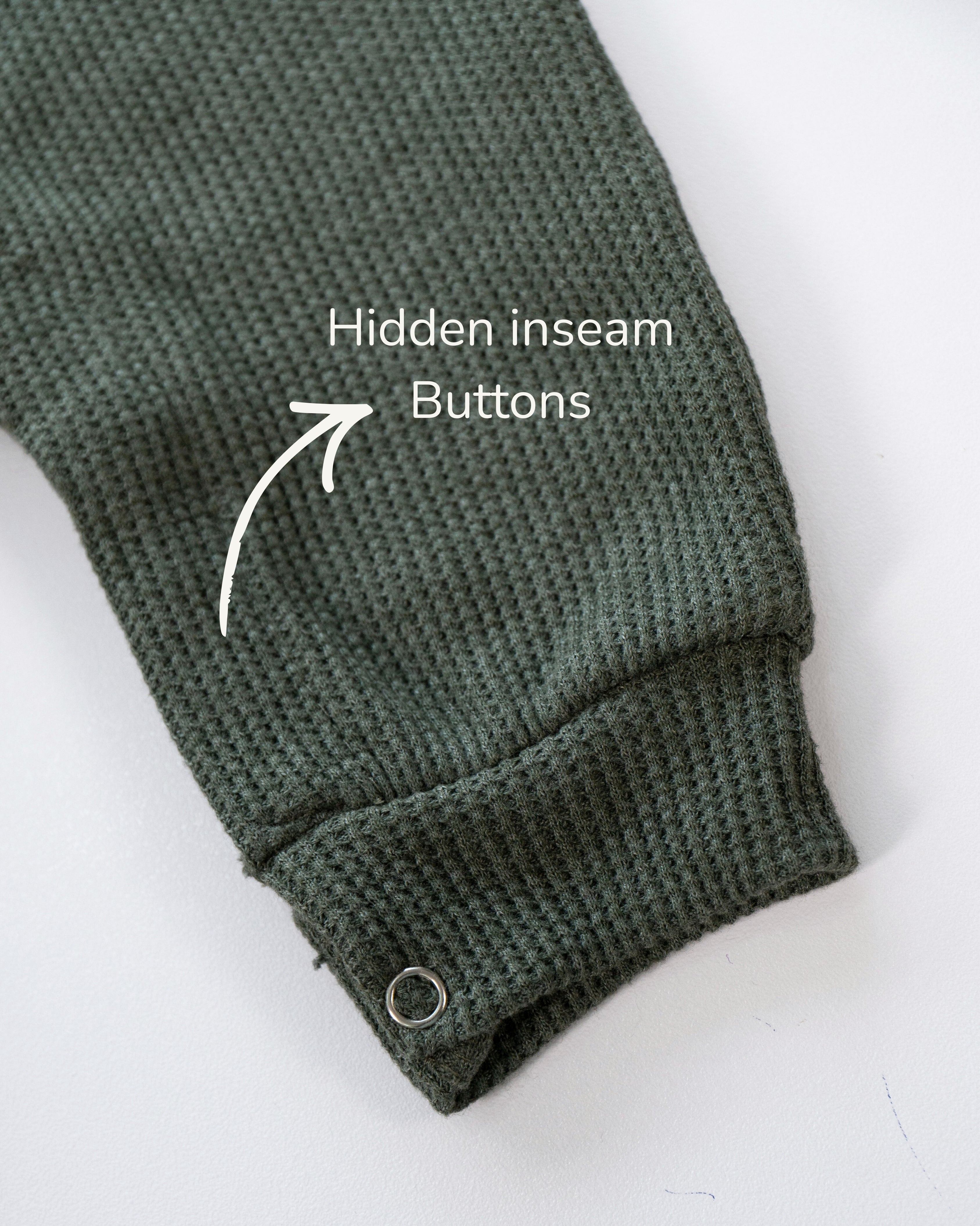 Waffle Knit Thermal Romper – (Olive)