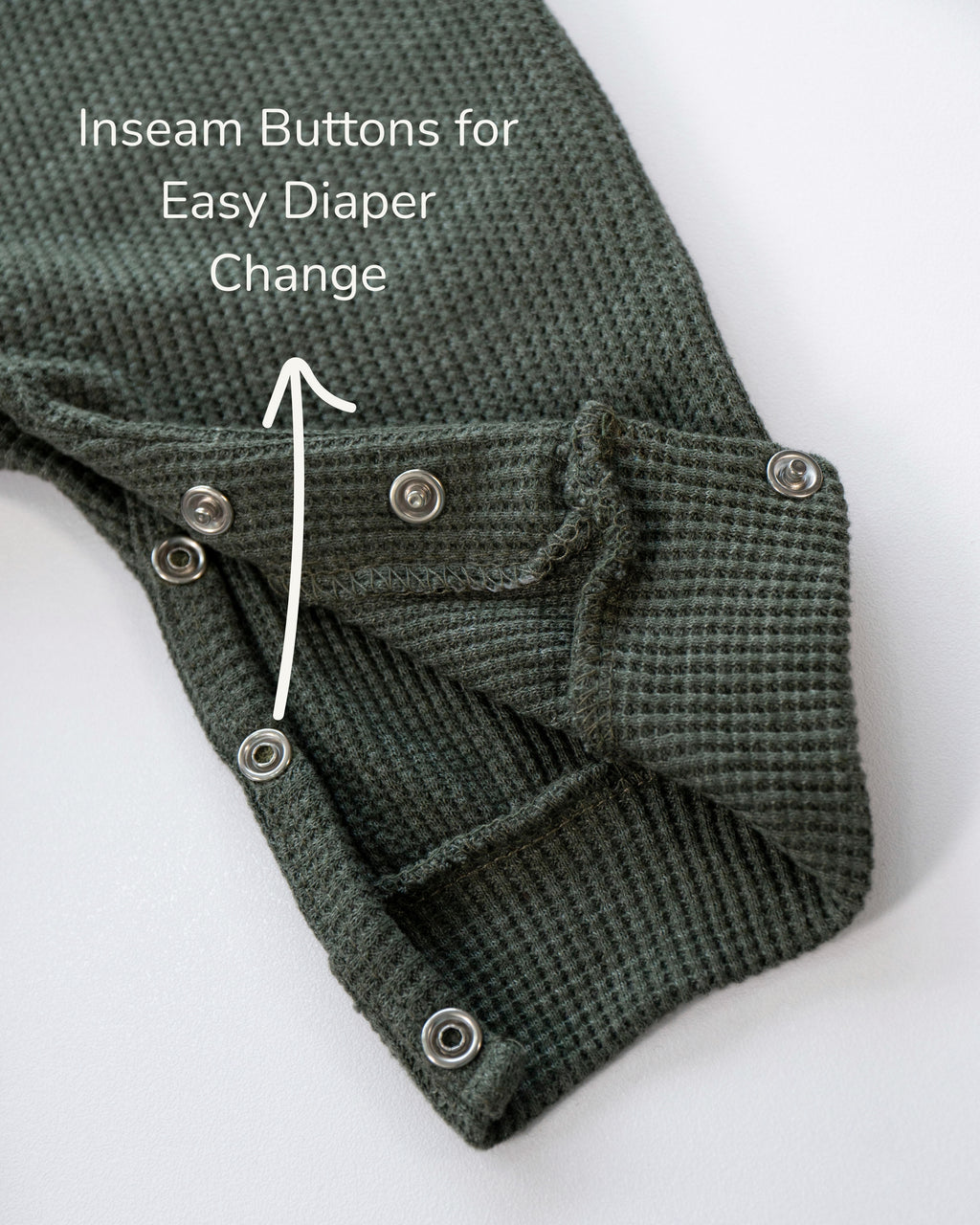 Waffle Knit Thermal Romper – (Olive)