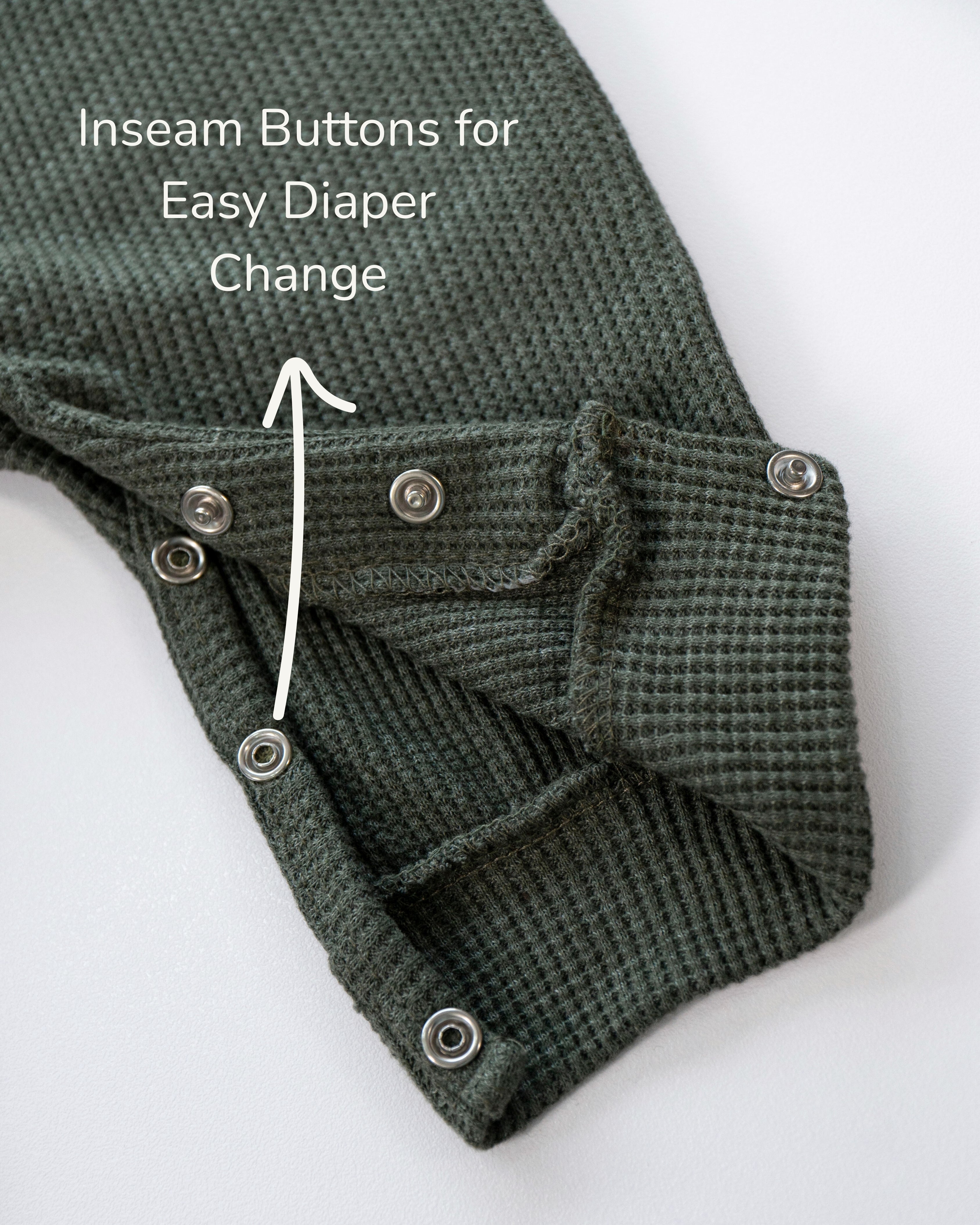 Waffle Knit Thermal Romper – (Olive)