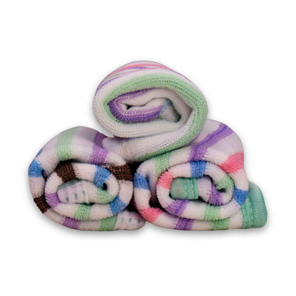 3 Pcs Striped Baby Washcloth Set – Soft Towels with Colorful Edges