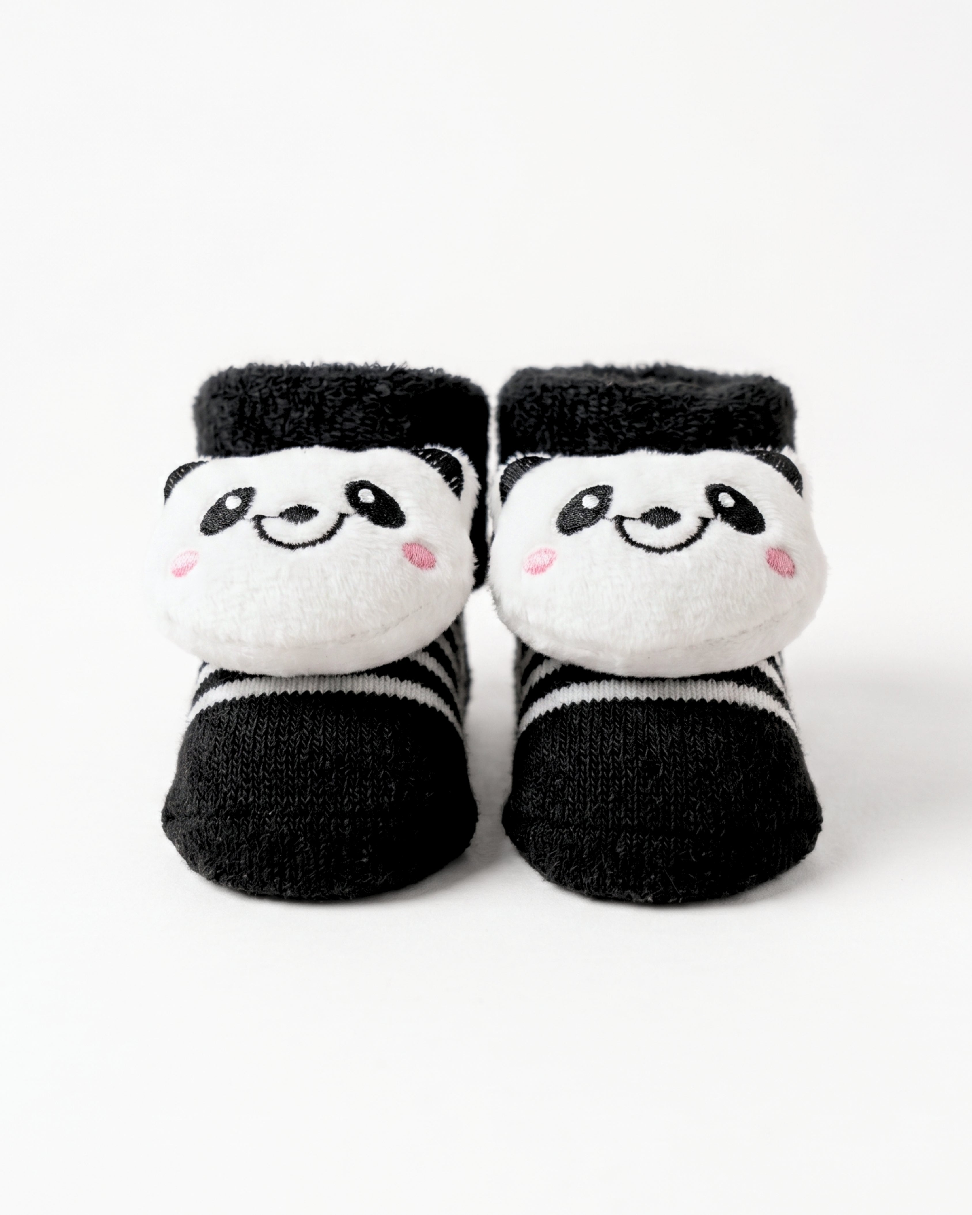 Baby Booties – Infant Soft Socks (White Stripes Panda)