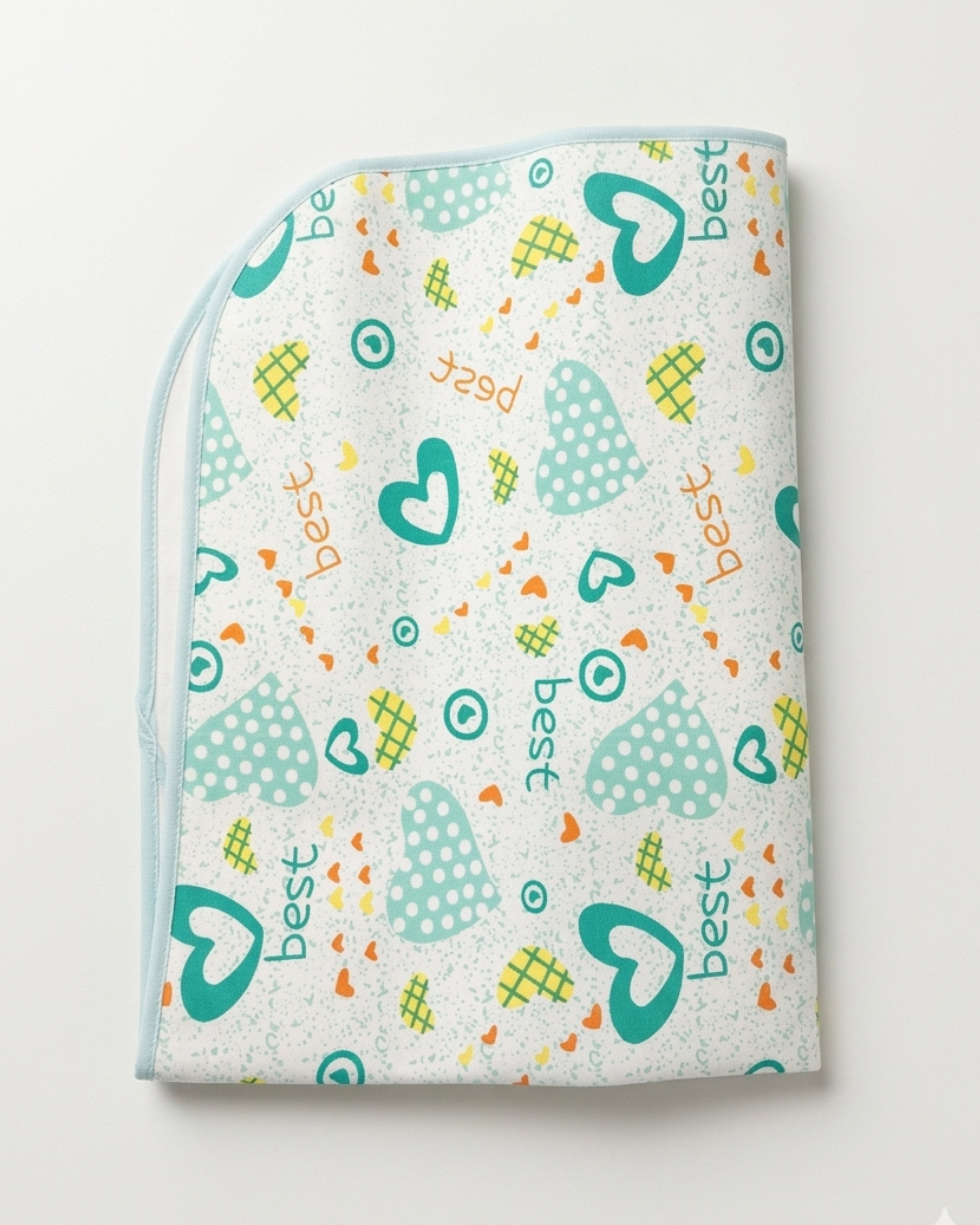 Waterproof Diaper Changing Sheet –  Tiny hearts (Green) (19x27 Inches)