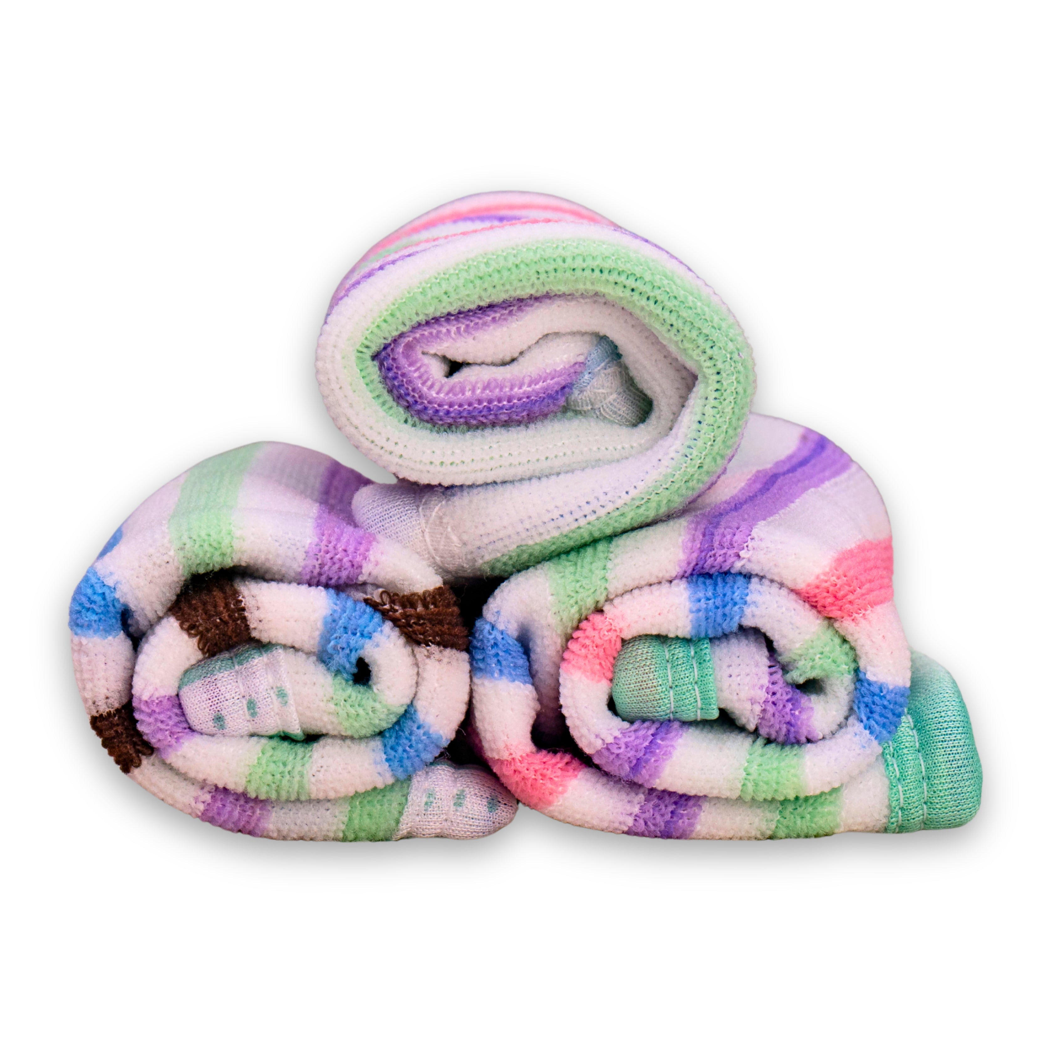 3 Pcs Striped Baby Washcloth Set – Soft Towels with Colorful Edges