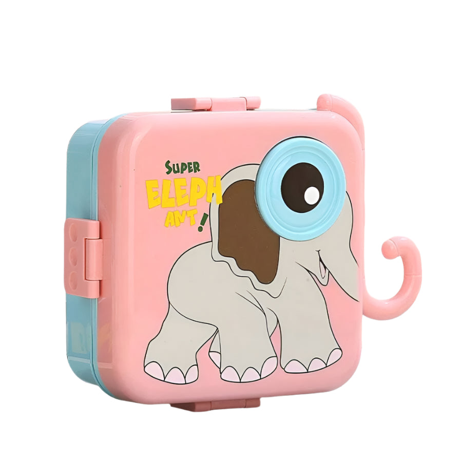 Kids Elephant Stackable Bento Lunch Box – Multi-Compartment Container with Sauce Pot