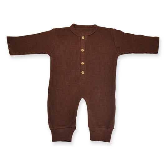 Waffle Knit Thermal Romper – (Maroon)