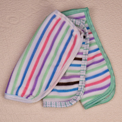3 Pcs Striped Baby Washcloth Set – Soft Towels with Colorful Edges