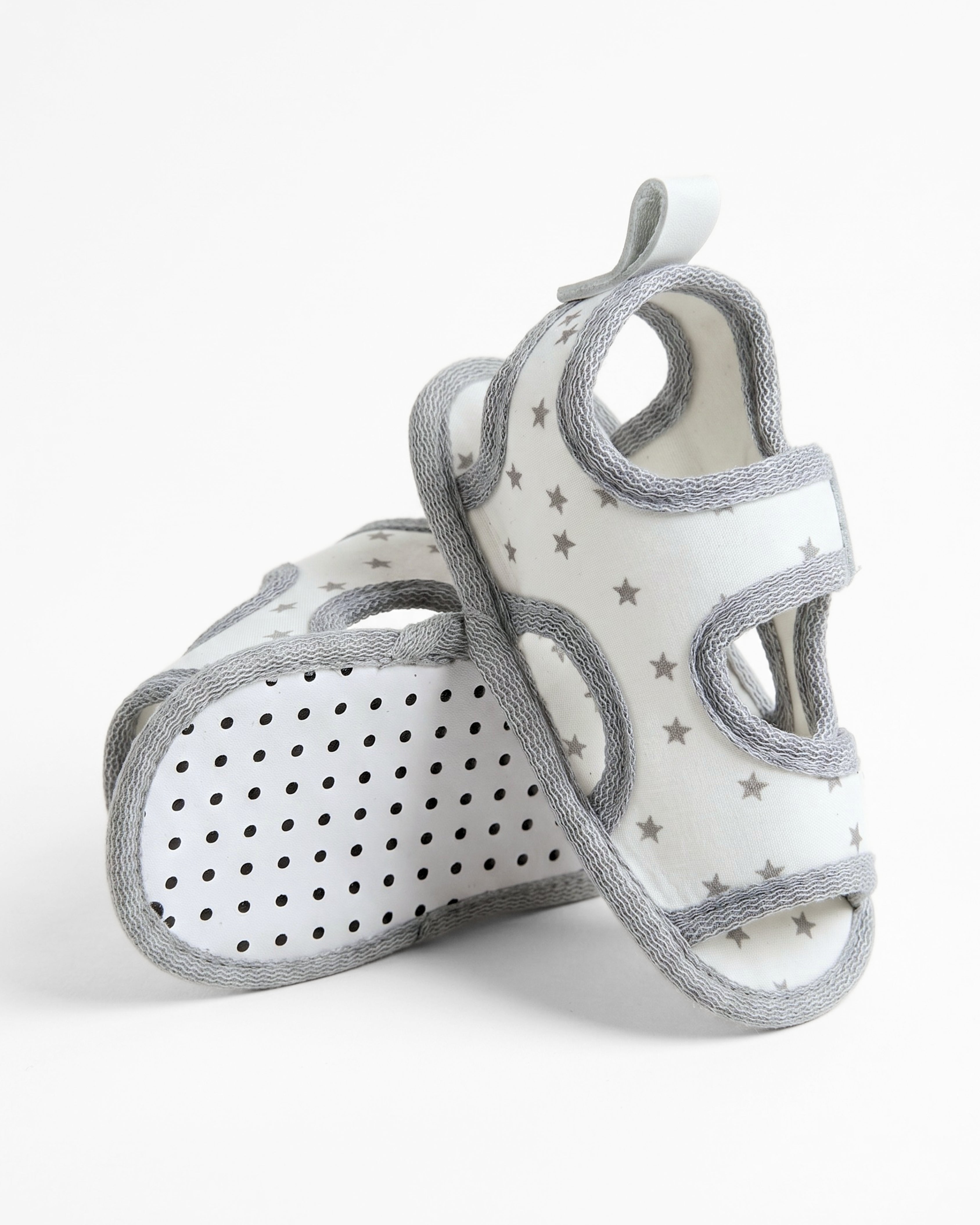 Baby Flat Sole Sandals - Grey Stars