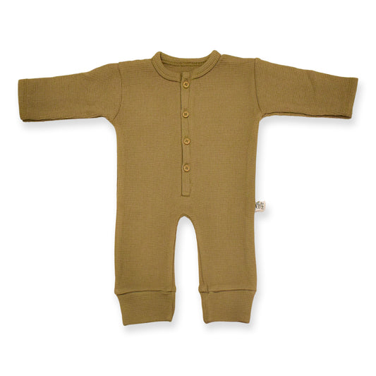 Waffle Knit Thermal Romper – (Beige)