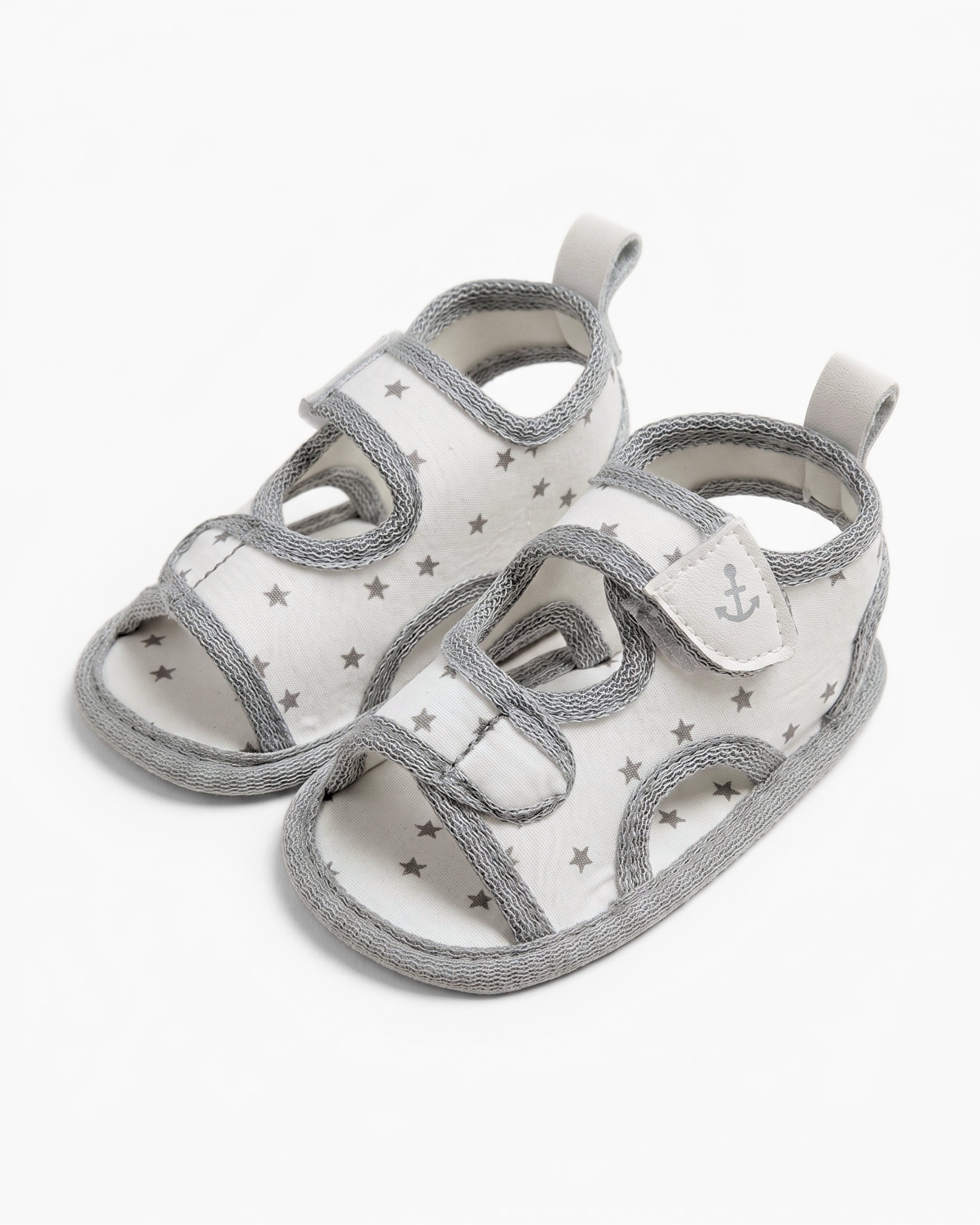 Baby Flat Sole Sandals - Grey Stars