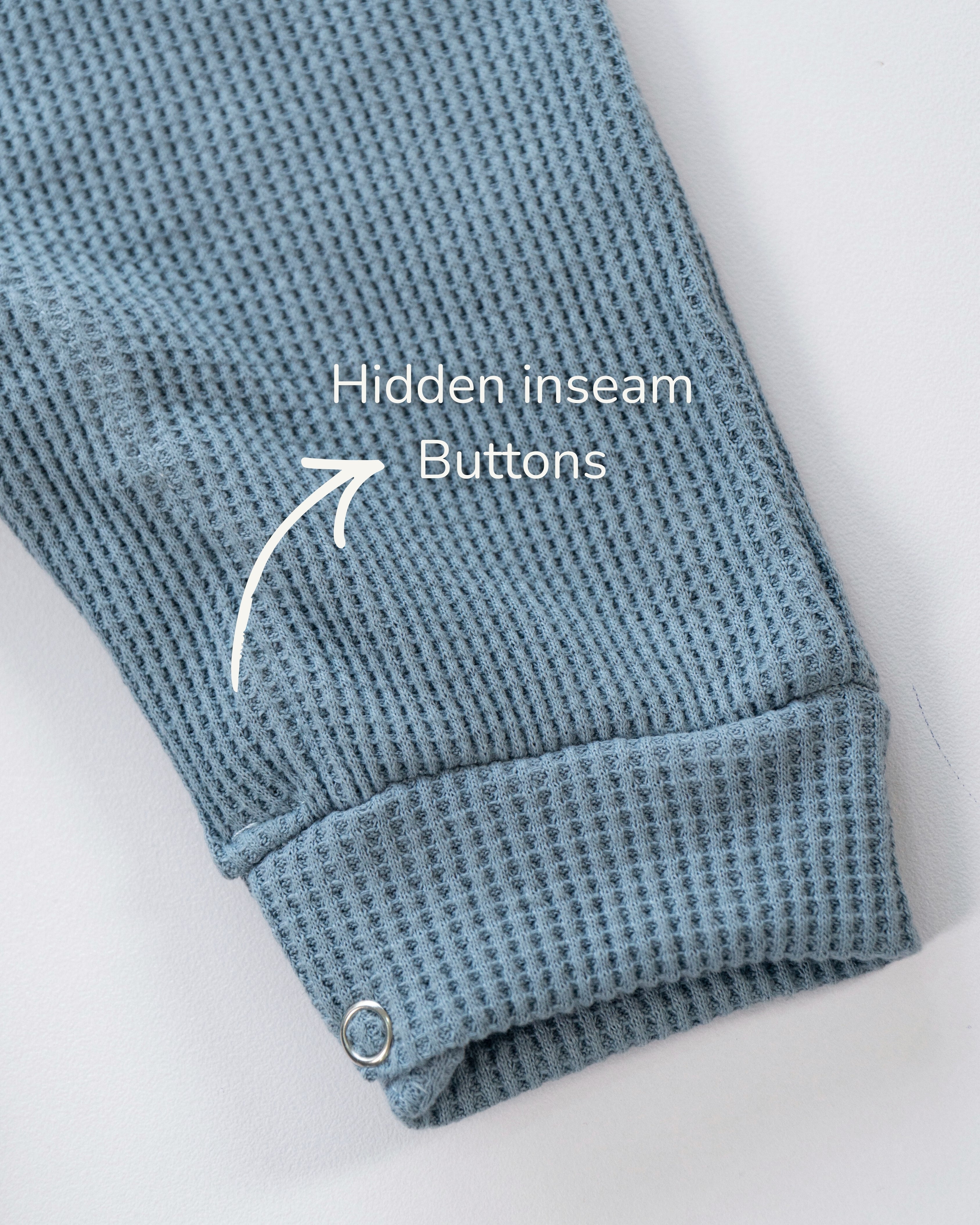 Waffle Knit Thermal Romper – (Sky Blue)